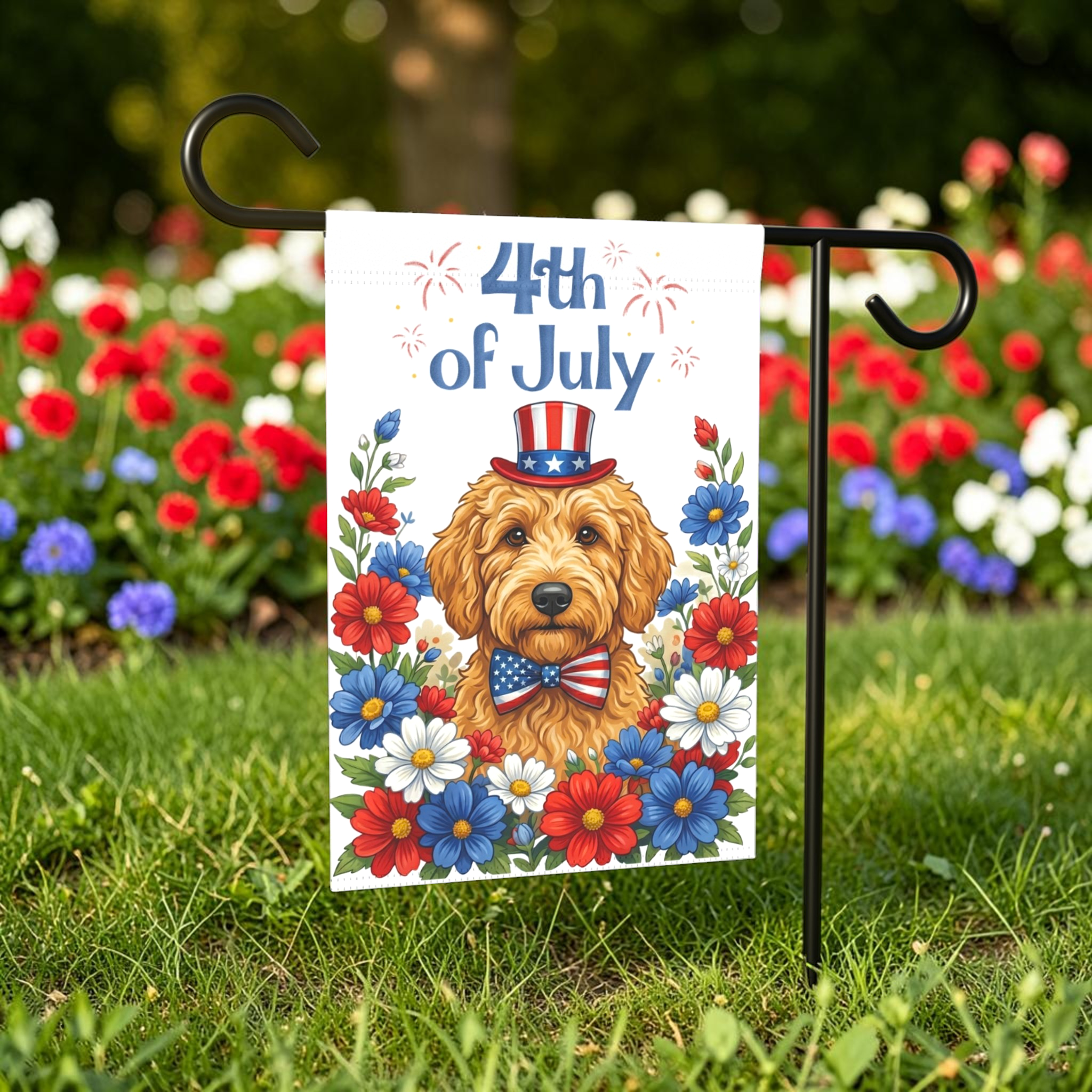 4th of July Golden Noodle Garden Flag