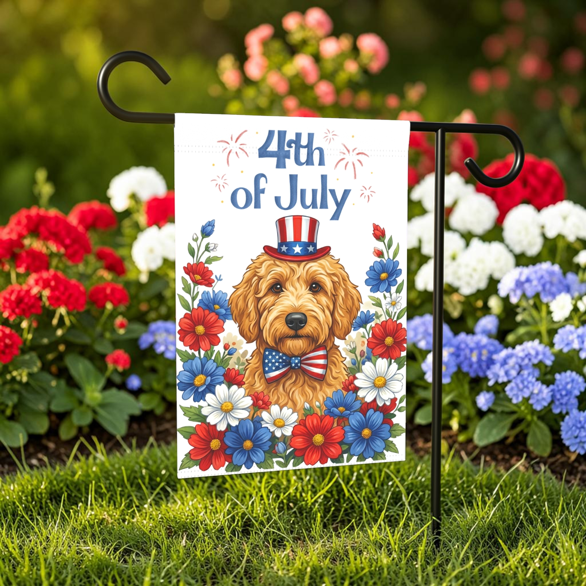 4th of July Golden Noodle Garden Flag