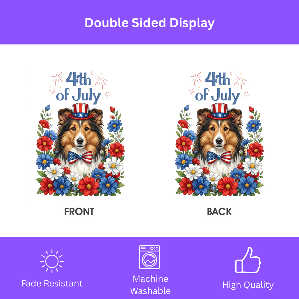 4th of July Sheltie Garden Flag - porch decor - Dragonfire Gardens