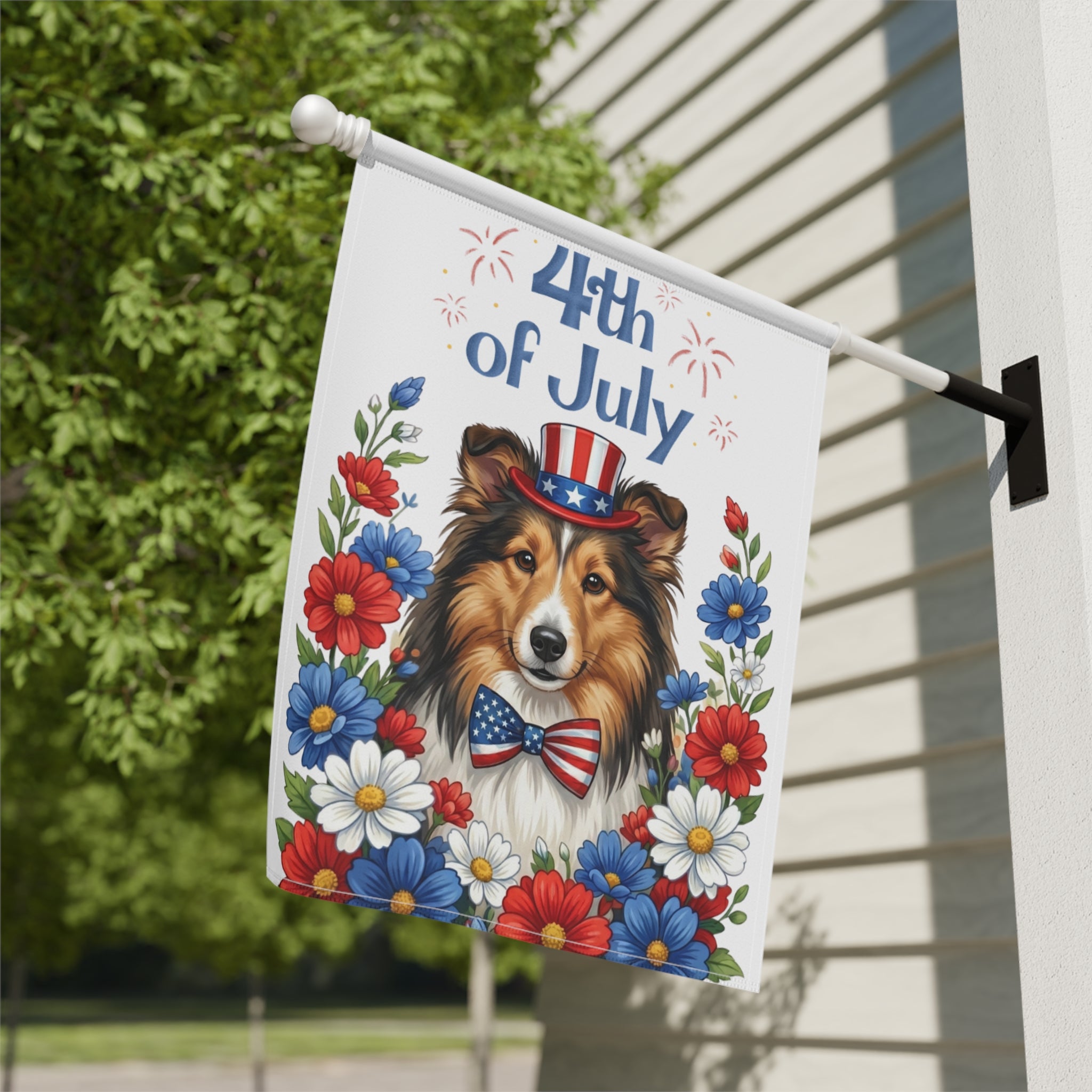 4th of July Sheltie Garden Flag