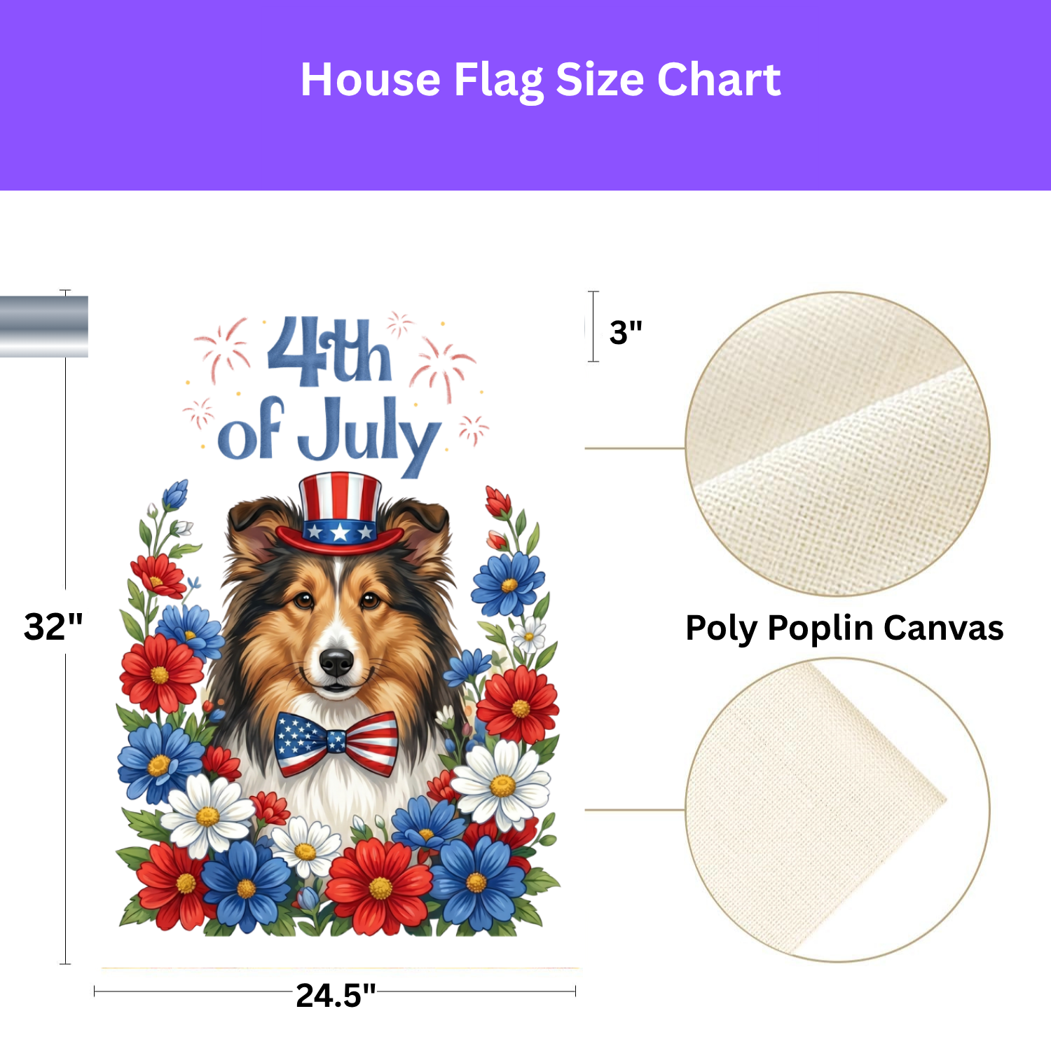 4th of July Sheltie Garden Flag