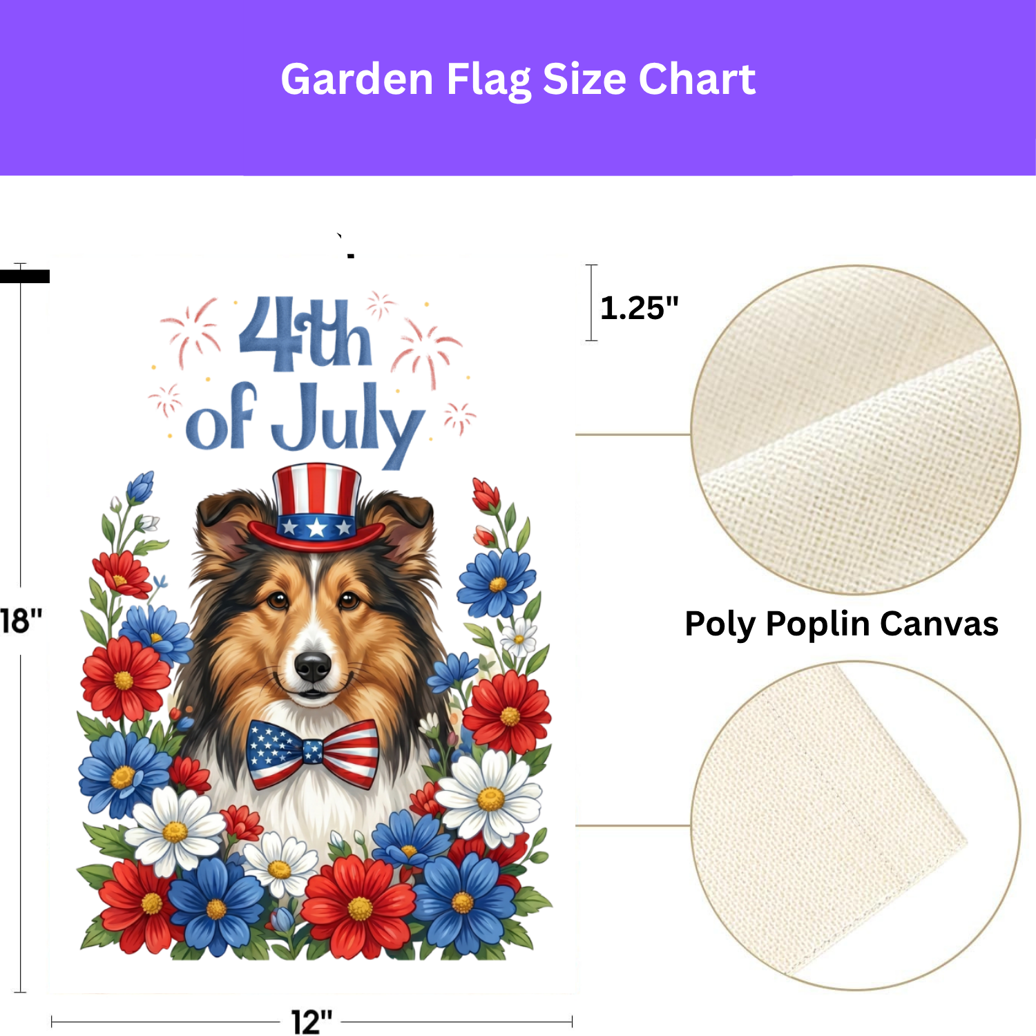 4th of July Sheltie Garden Flag