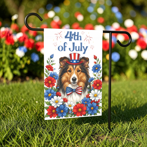 4th of July Sheltie Garden Flag