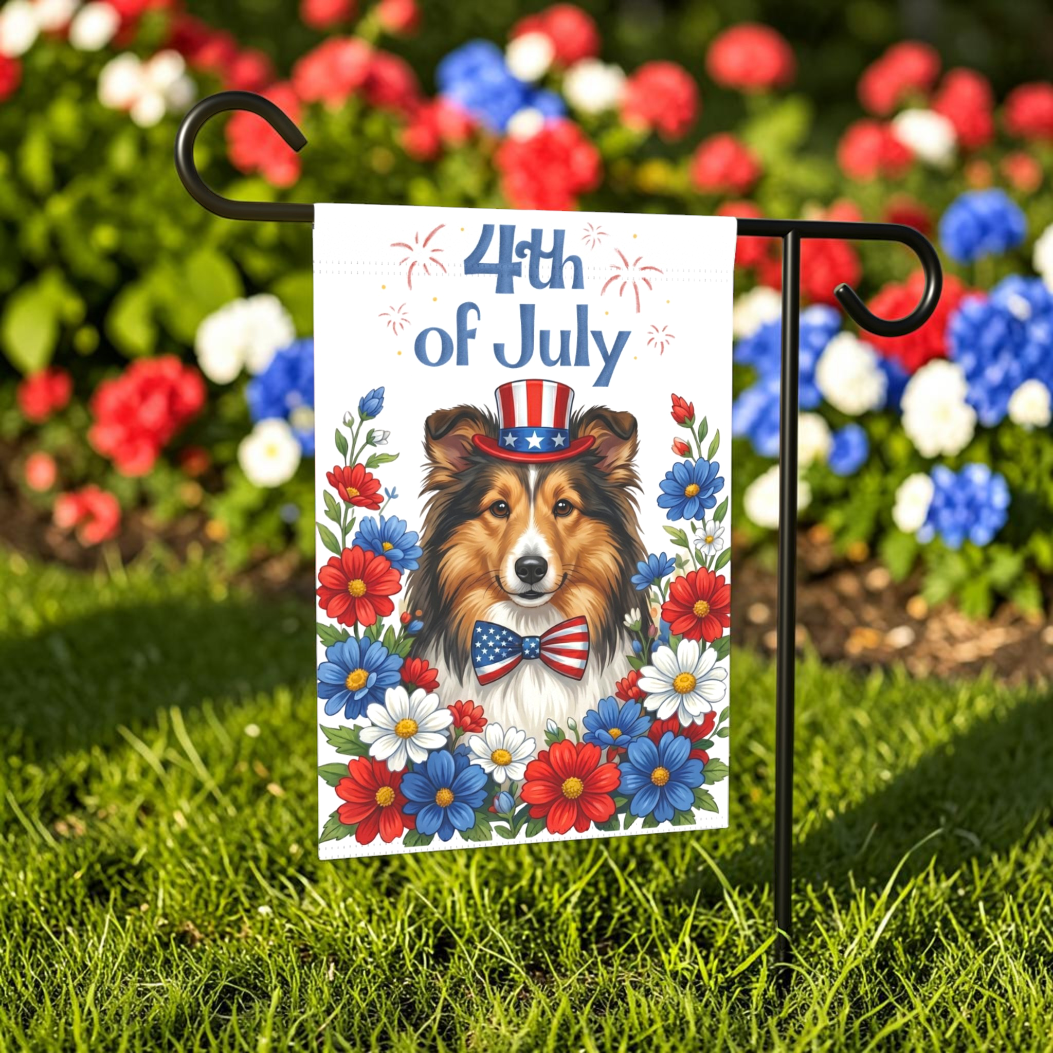 4th of July Sheltie Garden Flag