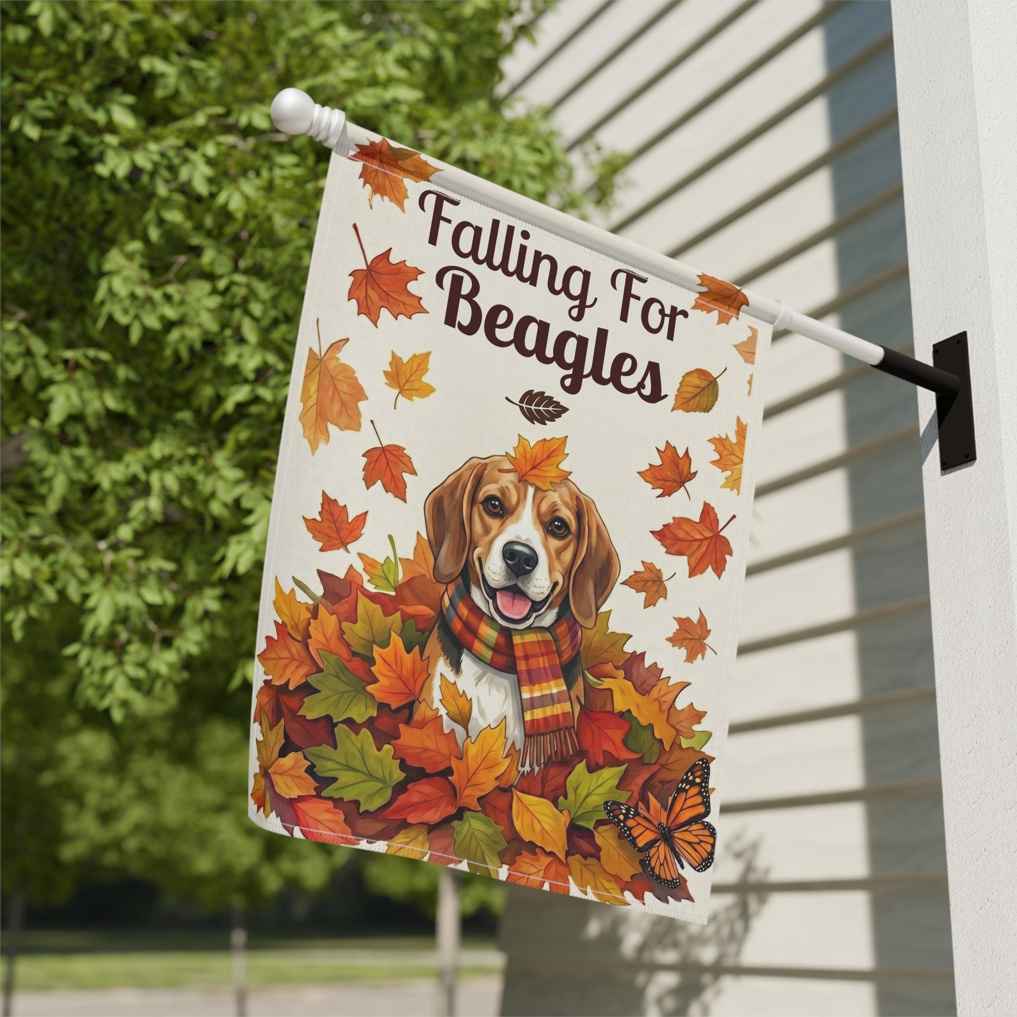 Falling For Beagles Garden Flag