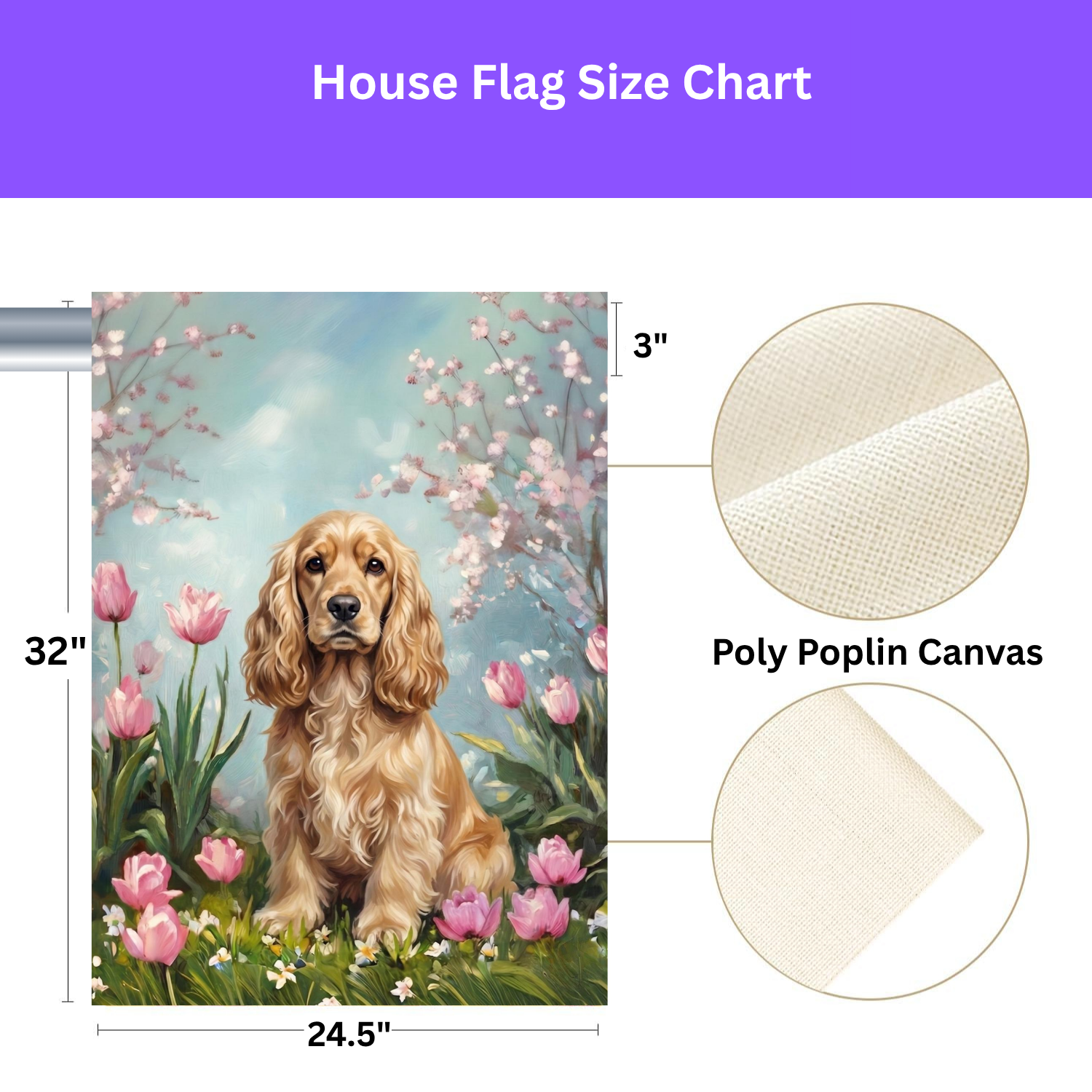 Cocker Spaniel in Tulips Spring Garden Flag