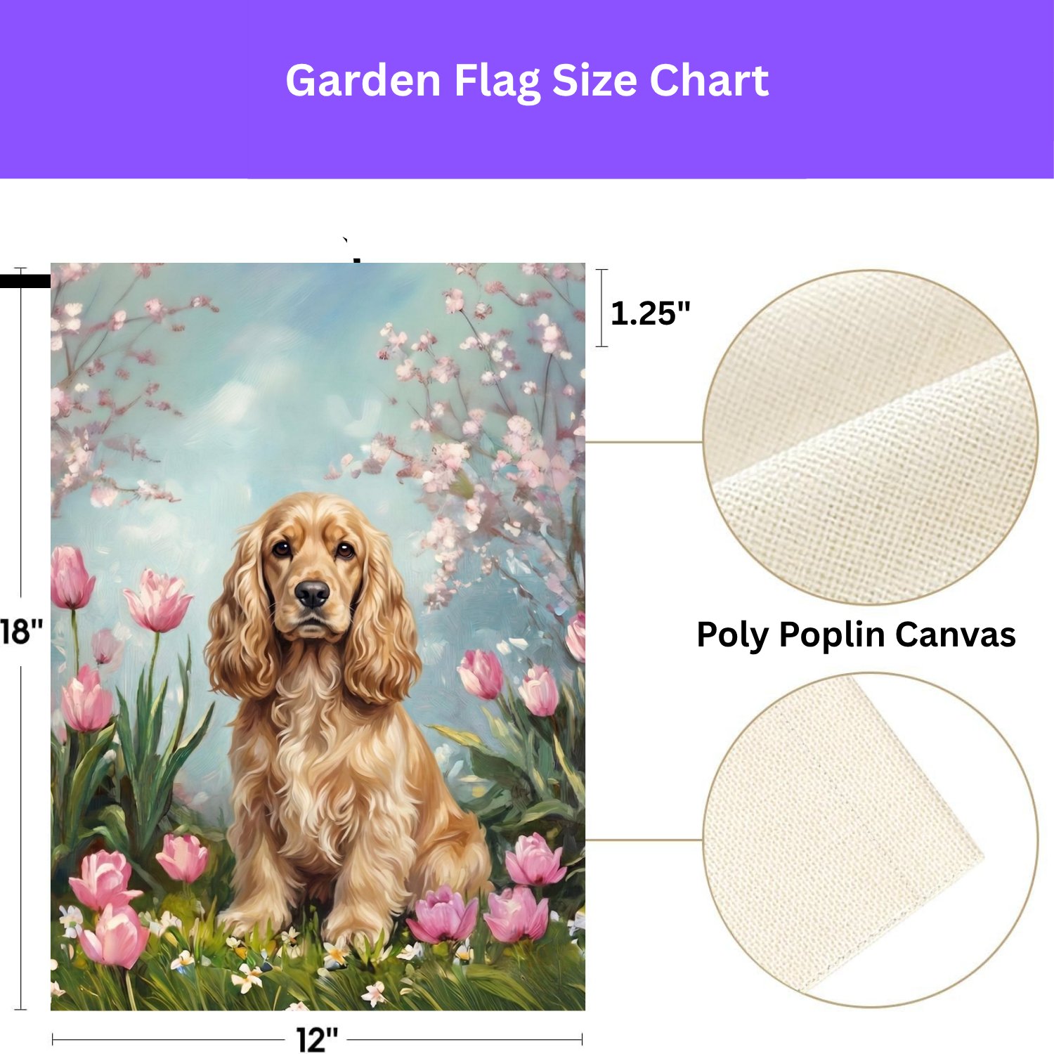 Cocker Spaniel in Tulips Spring Garden Flag