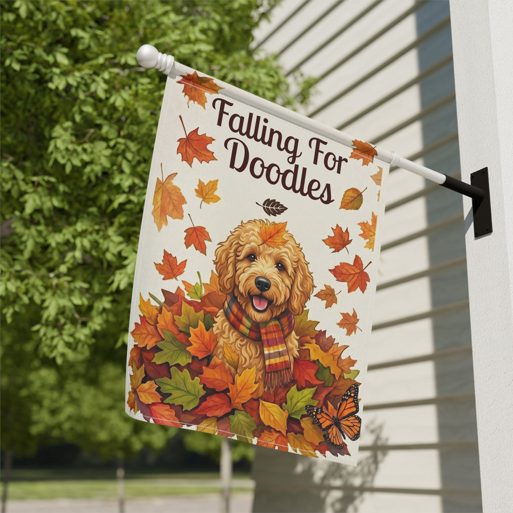 Falling For Doodles Garden Flag - close-up detail - Dragonfire Gardens