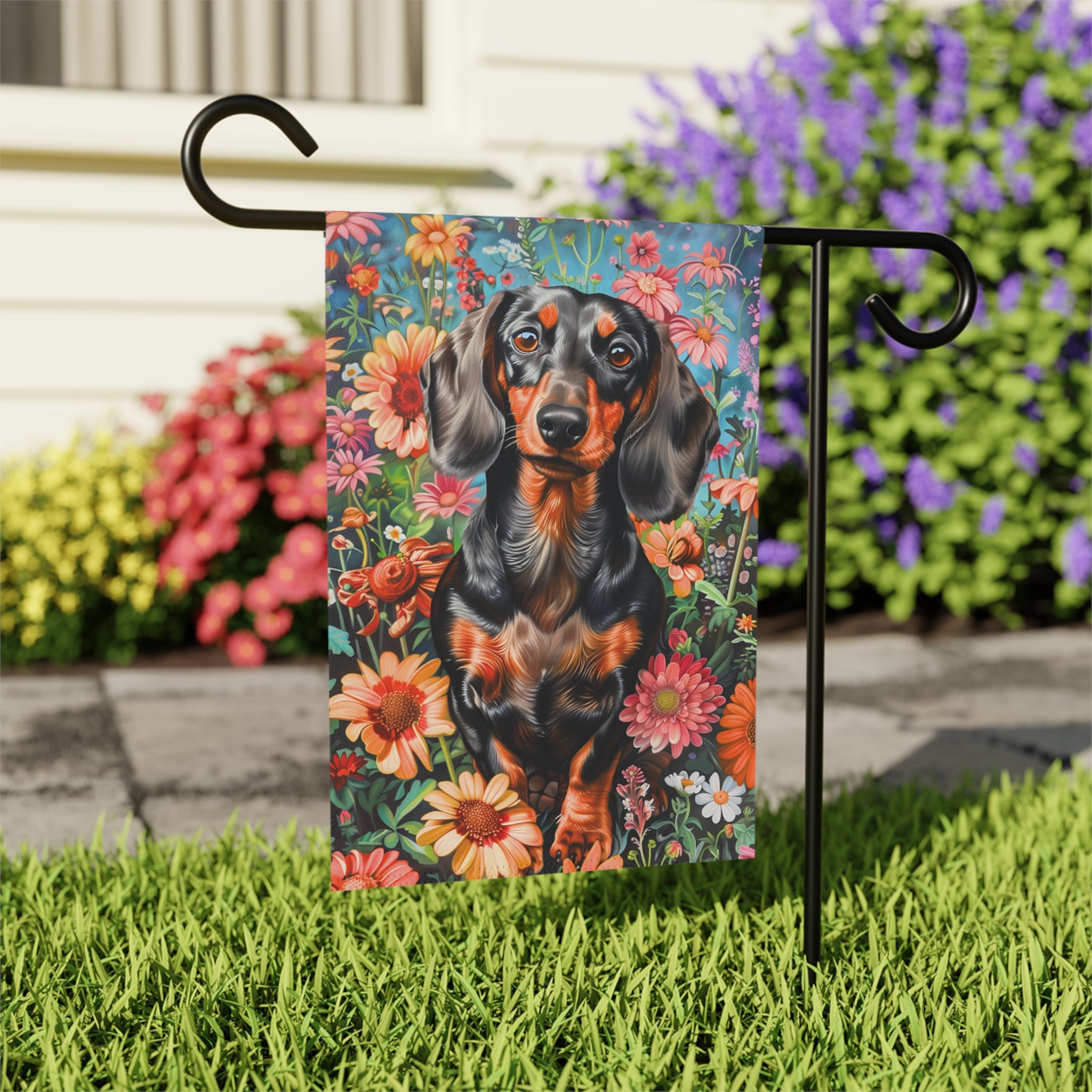 Flower Garden Dachshund Garden Flag
