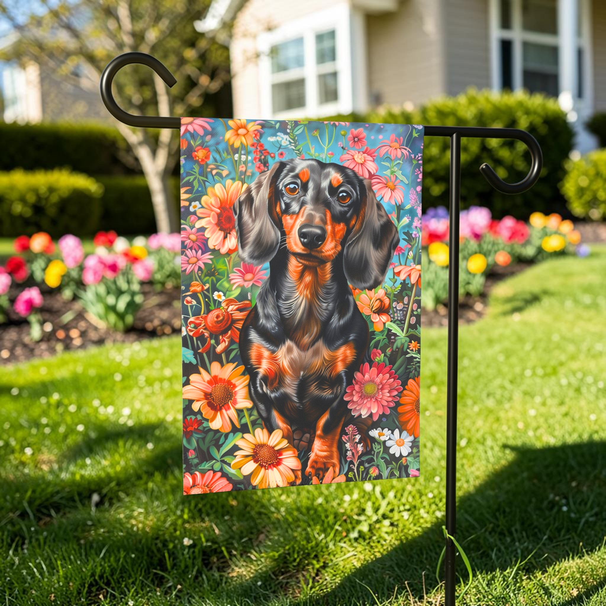 Flower Garden Dachshund Garden Flag