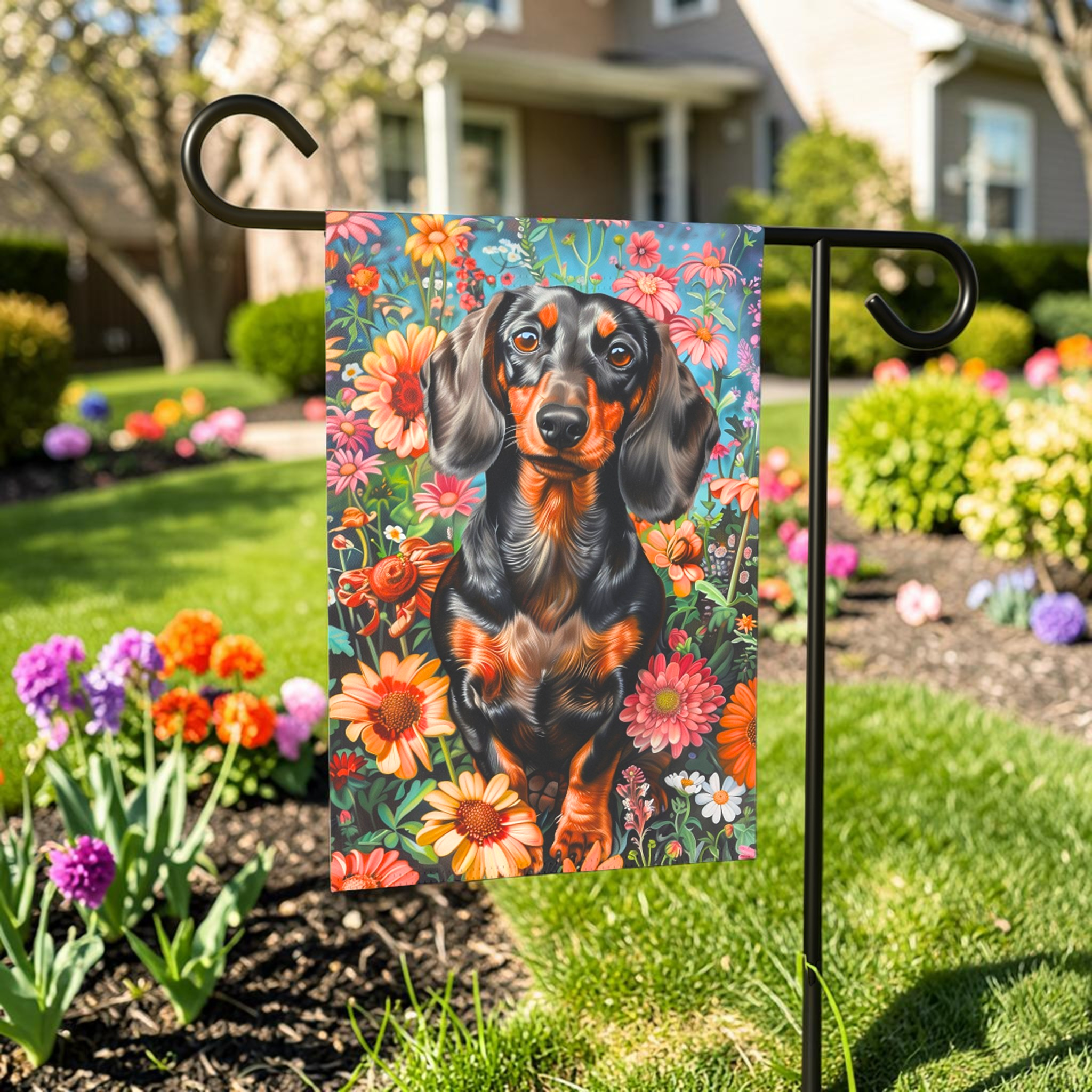 Flower Garden Dachshund Garden Flag
