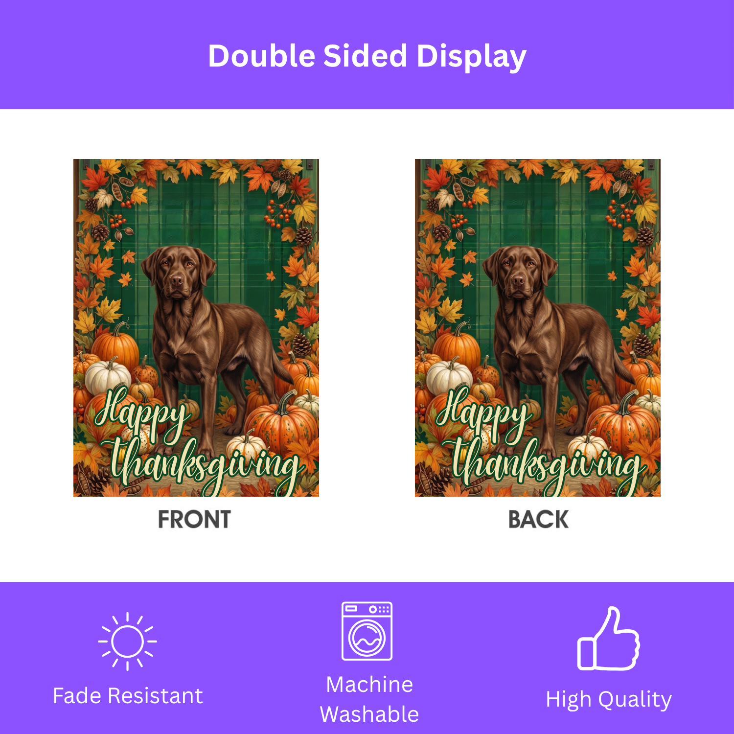 Happy Thanksgiving Chocolate Labrador Retriever Garden Flag