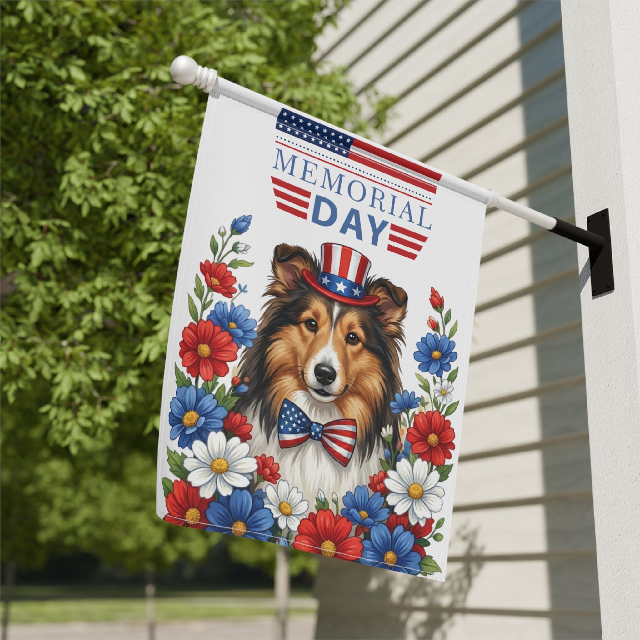 Memorial Day Sheltie Garden Flag