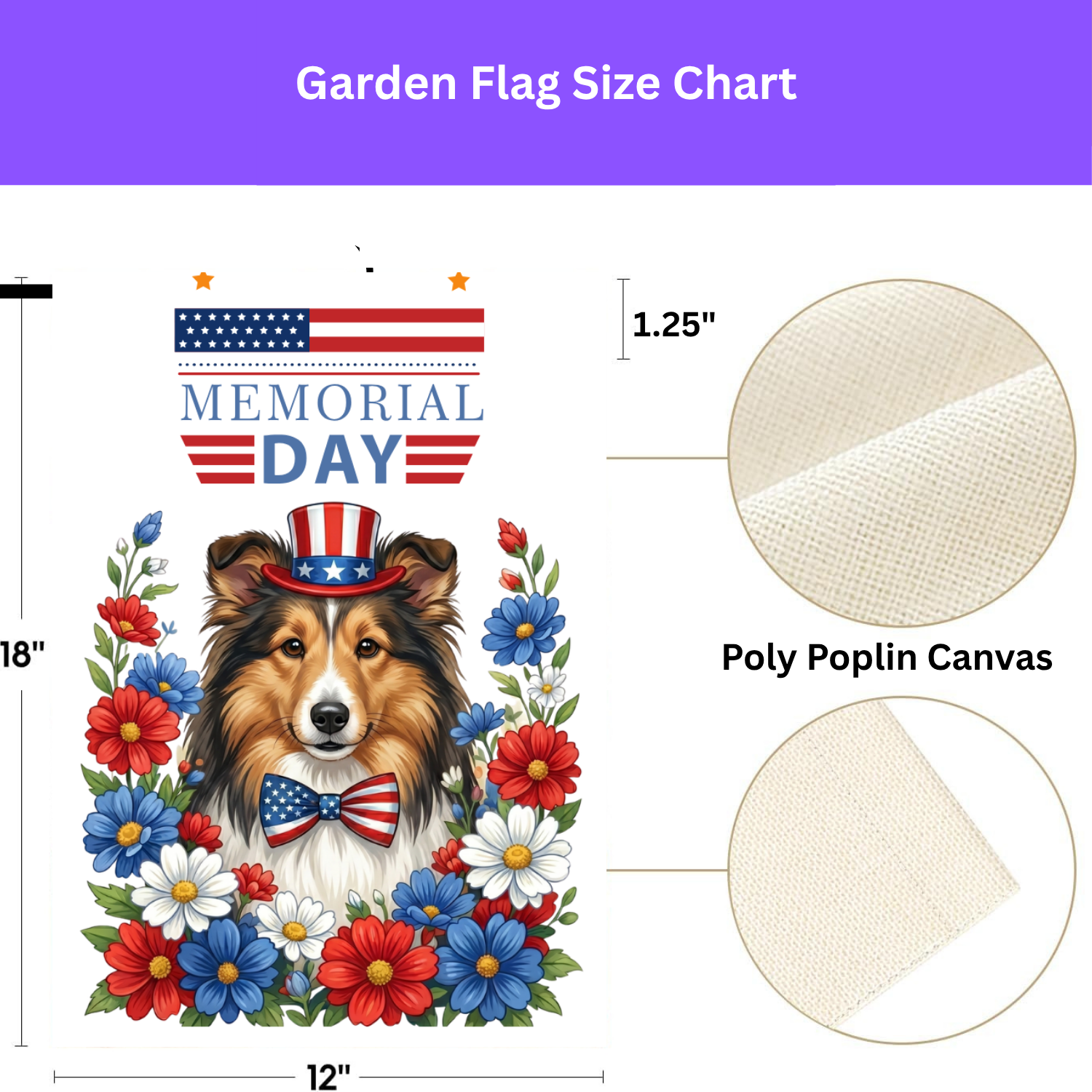 Memorial Day Sheltie Garden Flag