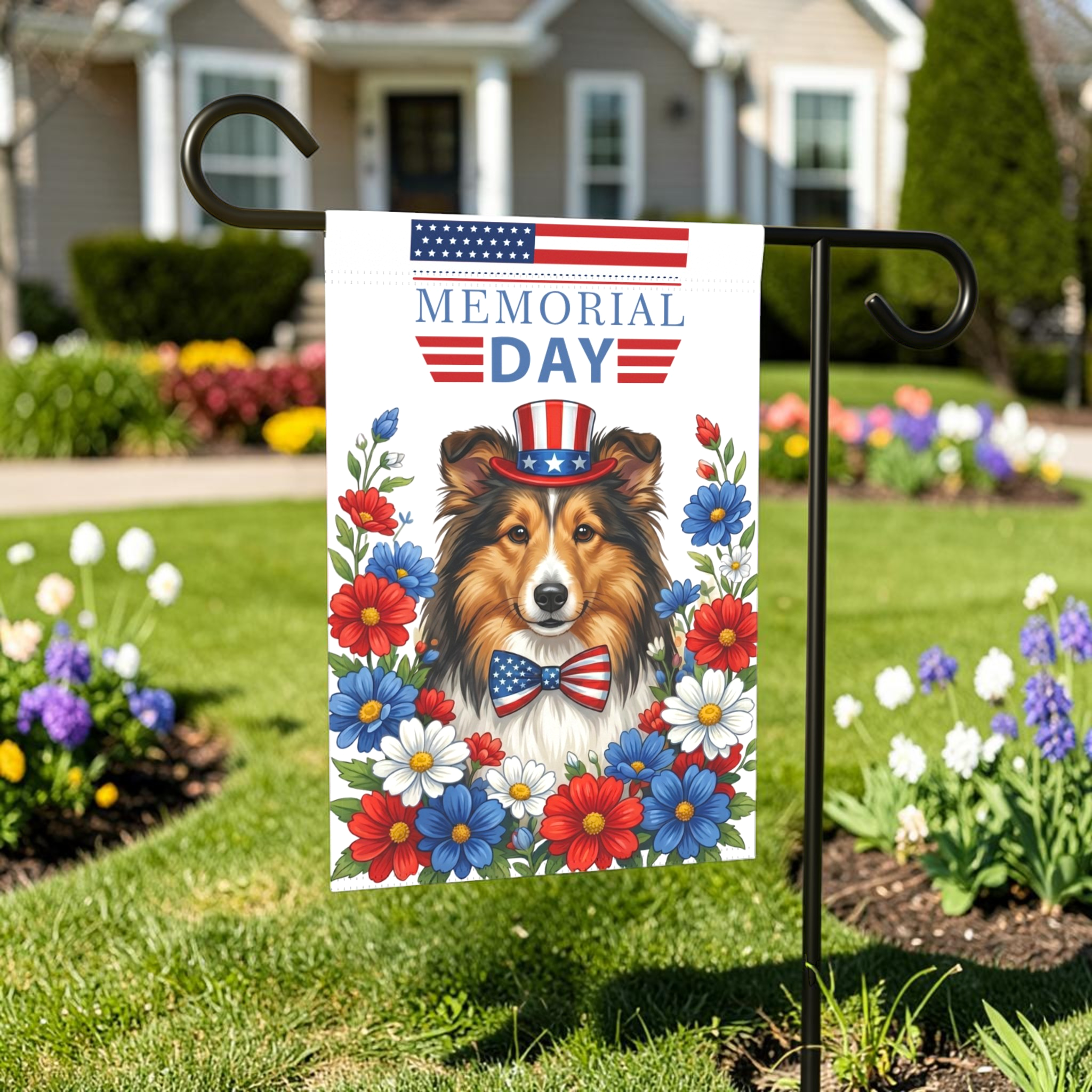Memorial Day Sheltie Garden Flag