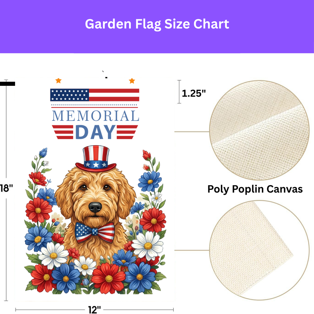 Memorial Day Golden Noodle Garden Flag - porch decor - Dragonfire Gardens