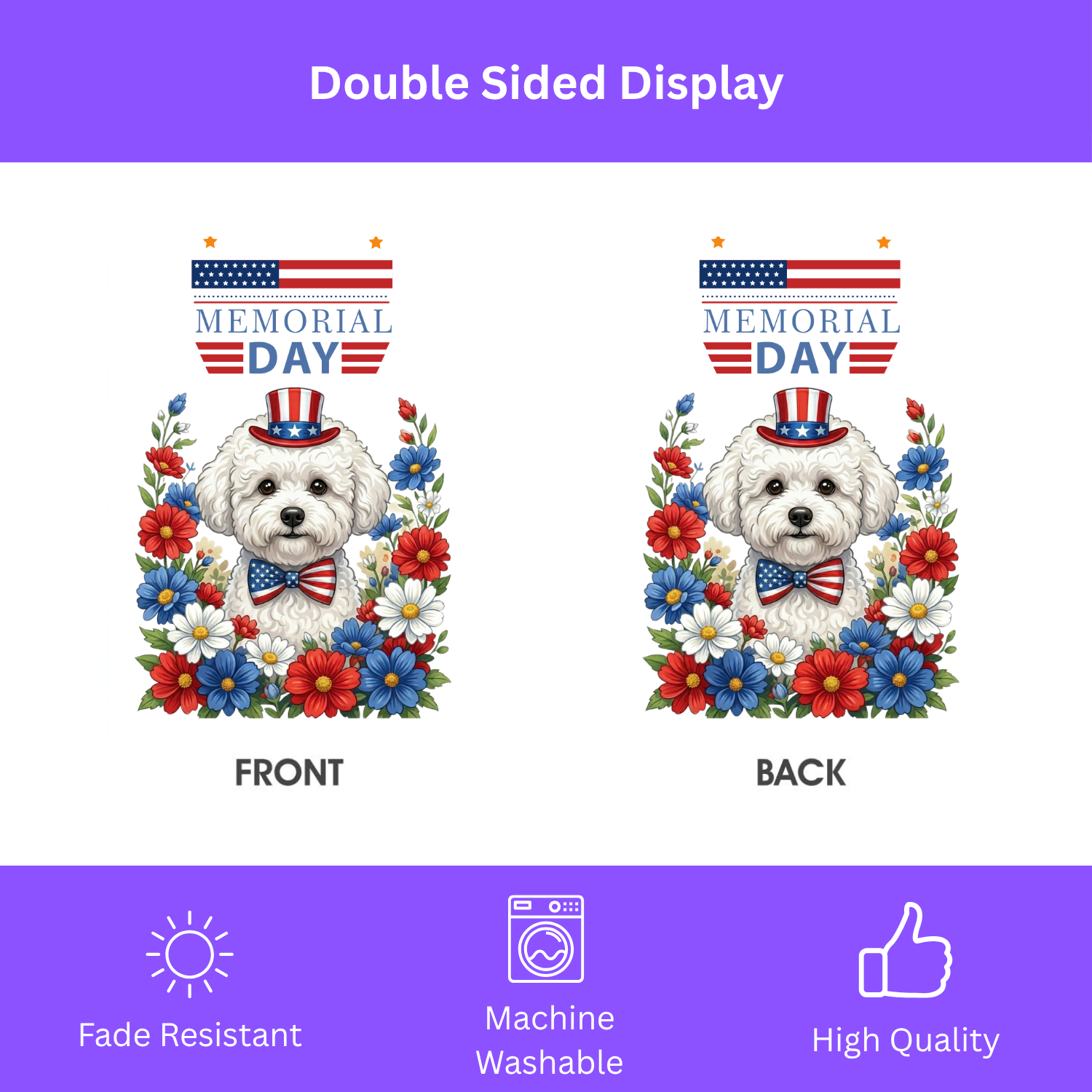 Memorial Day Bichon Frise Garden Flag