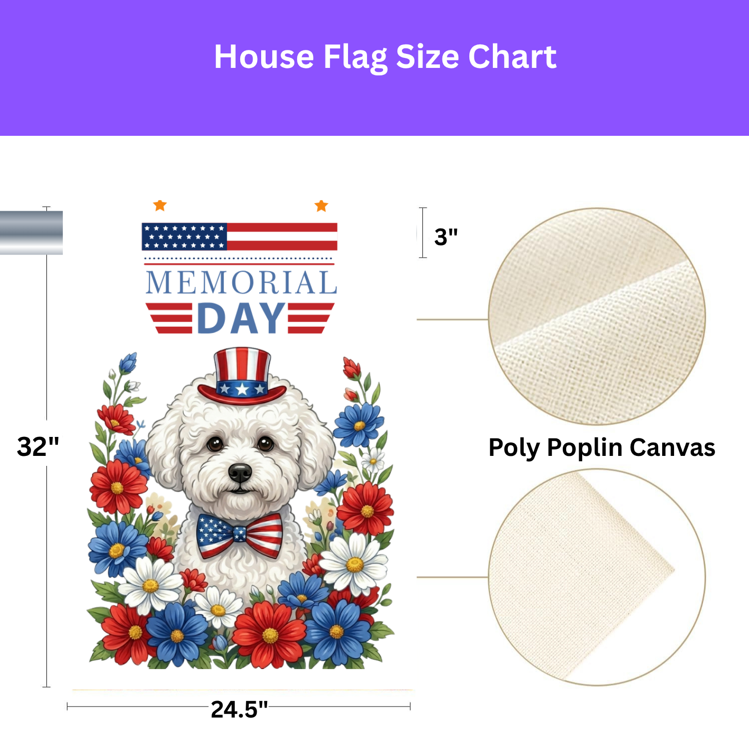 Memorial Day Bichon Frise Garden Flag