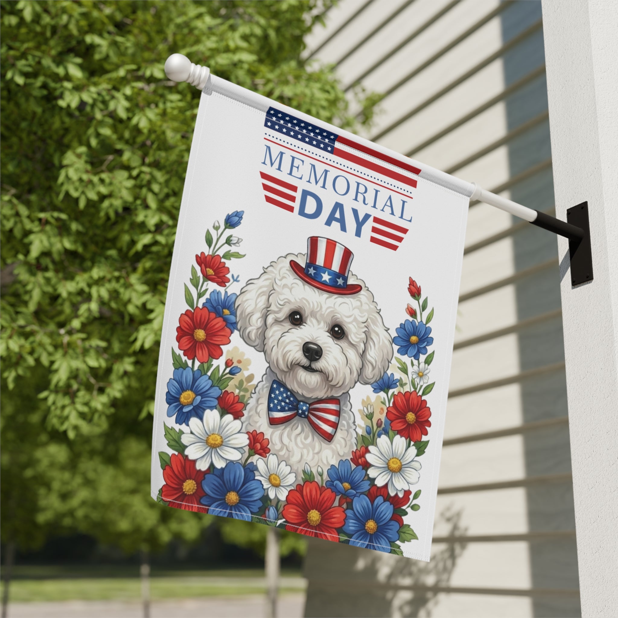 Memorial Day Bichon Frise Garden Flag