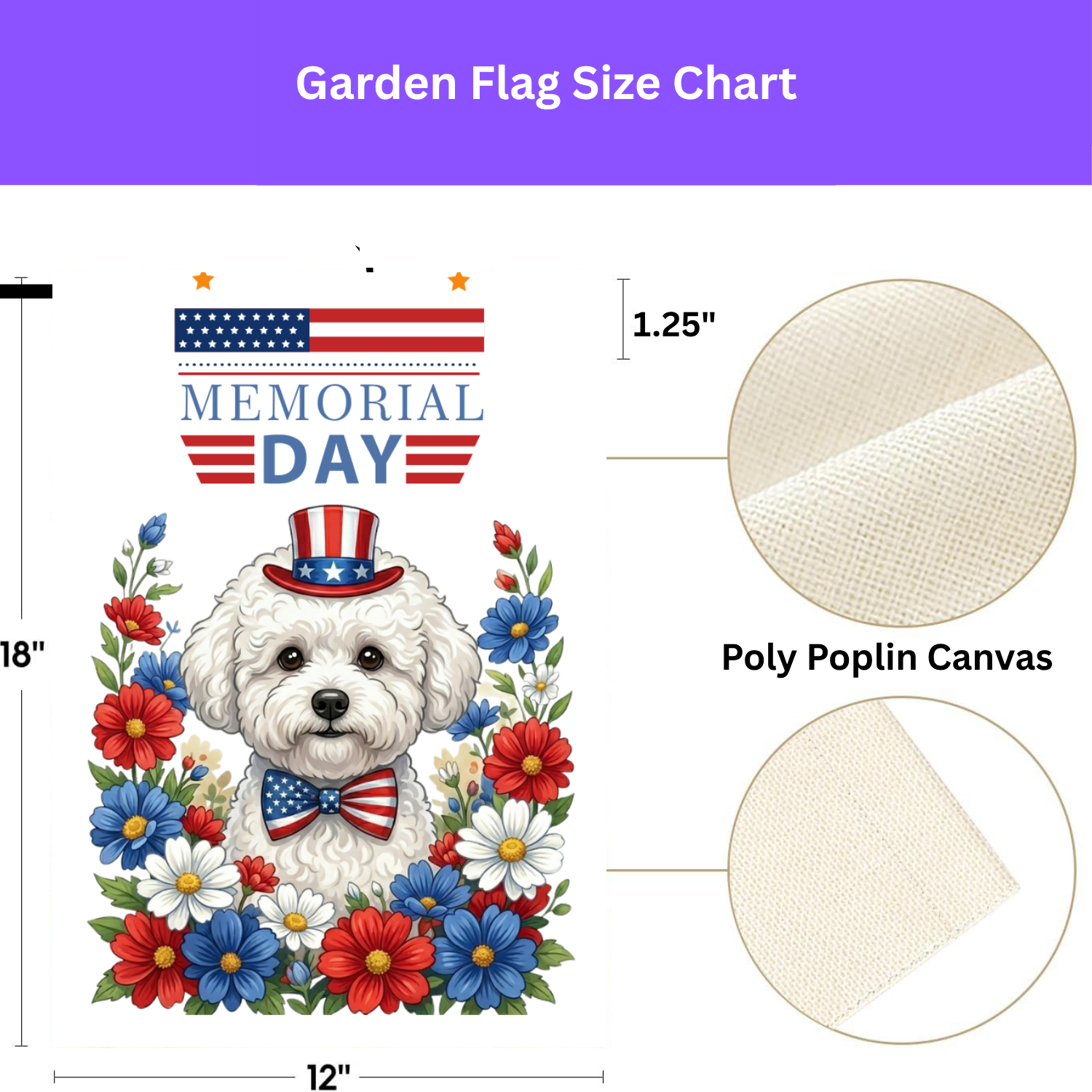 Memorial Day Bichon Frise Garden Flag