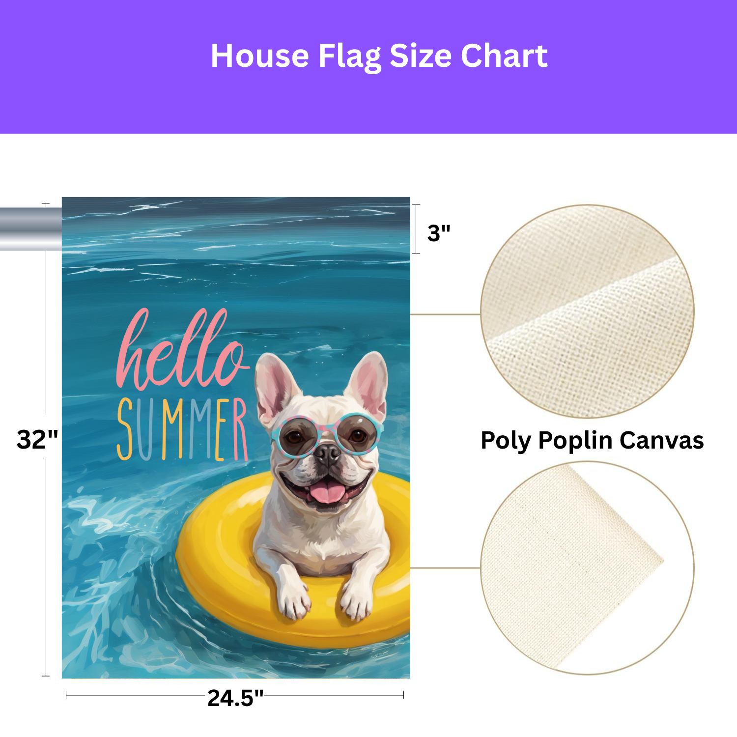 Hello Summer White French Bulldog Garden Flag