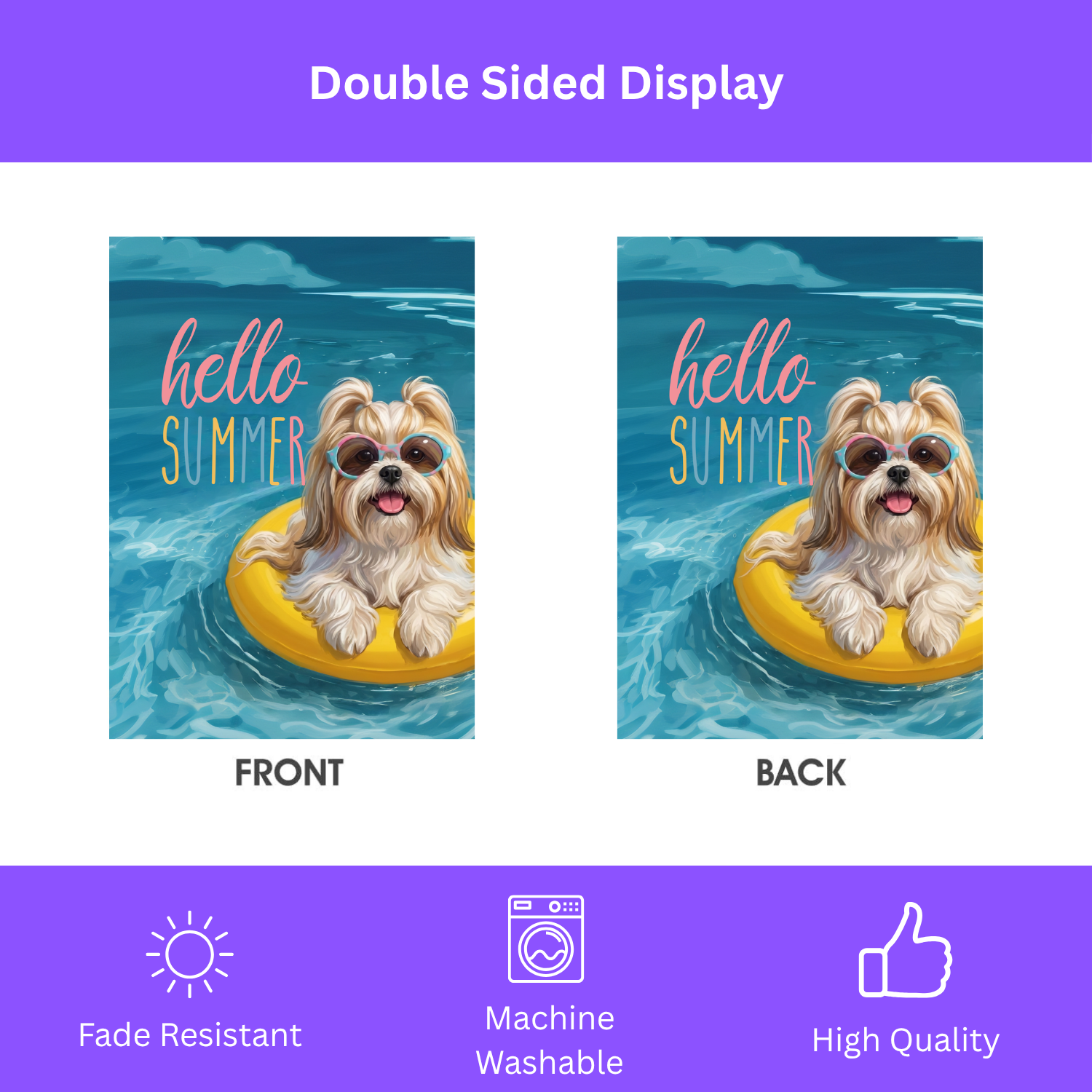 Hello Summer Shih Tzu Garden Flag