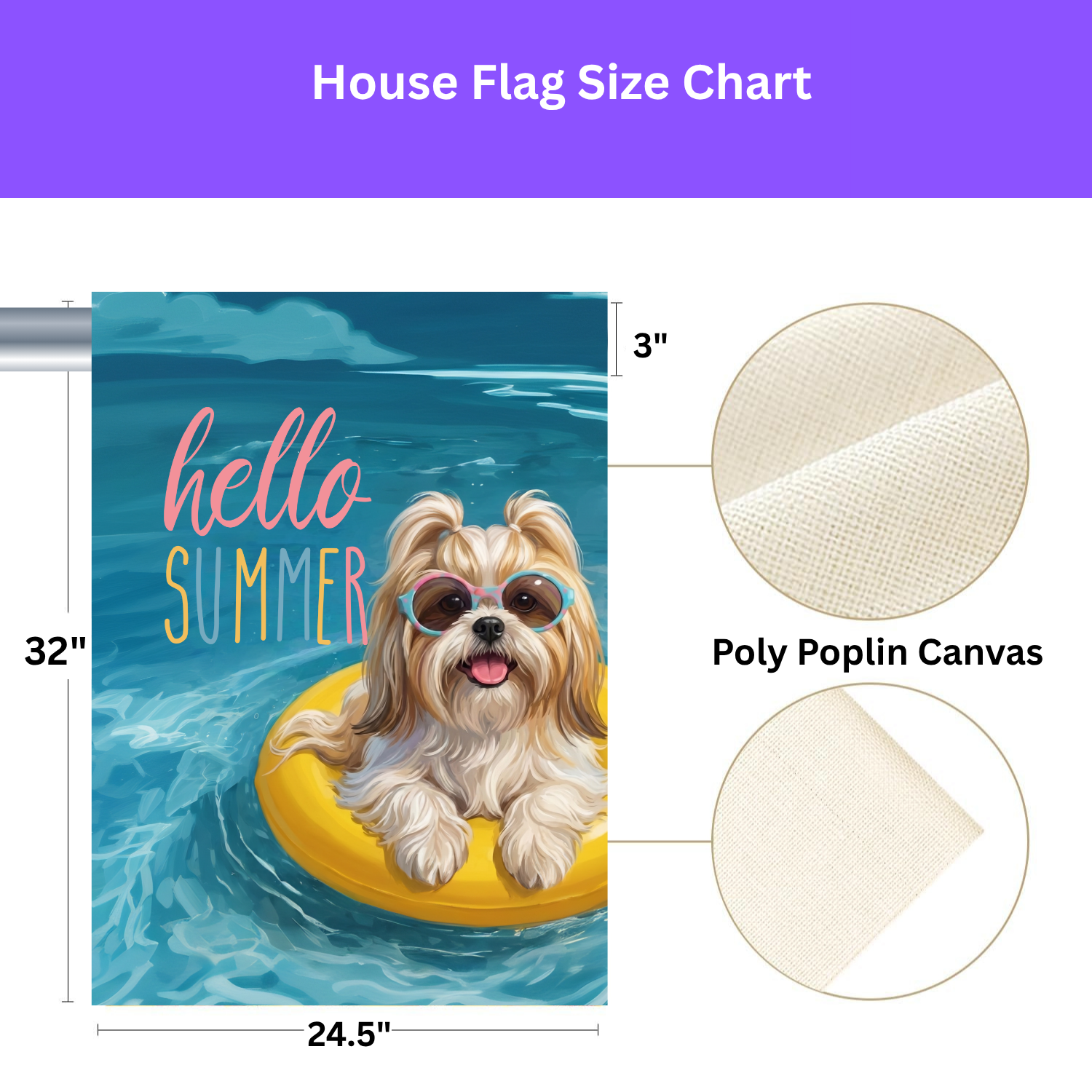 Hello Summer Shih Tzu Garden Flag