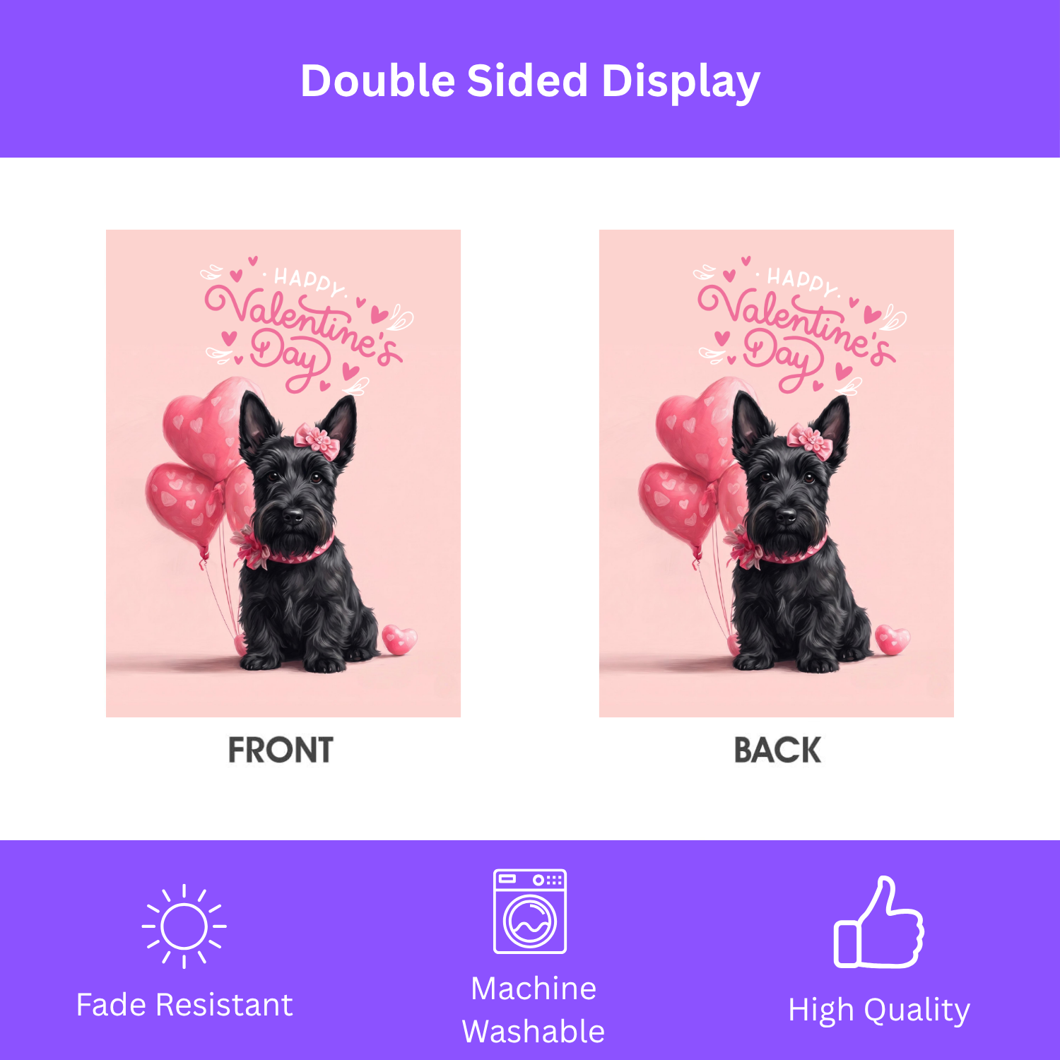 Scottish Terrier Happy Valentine's Day Garden Flag