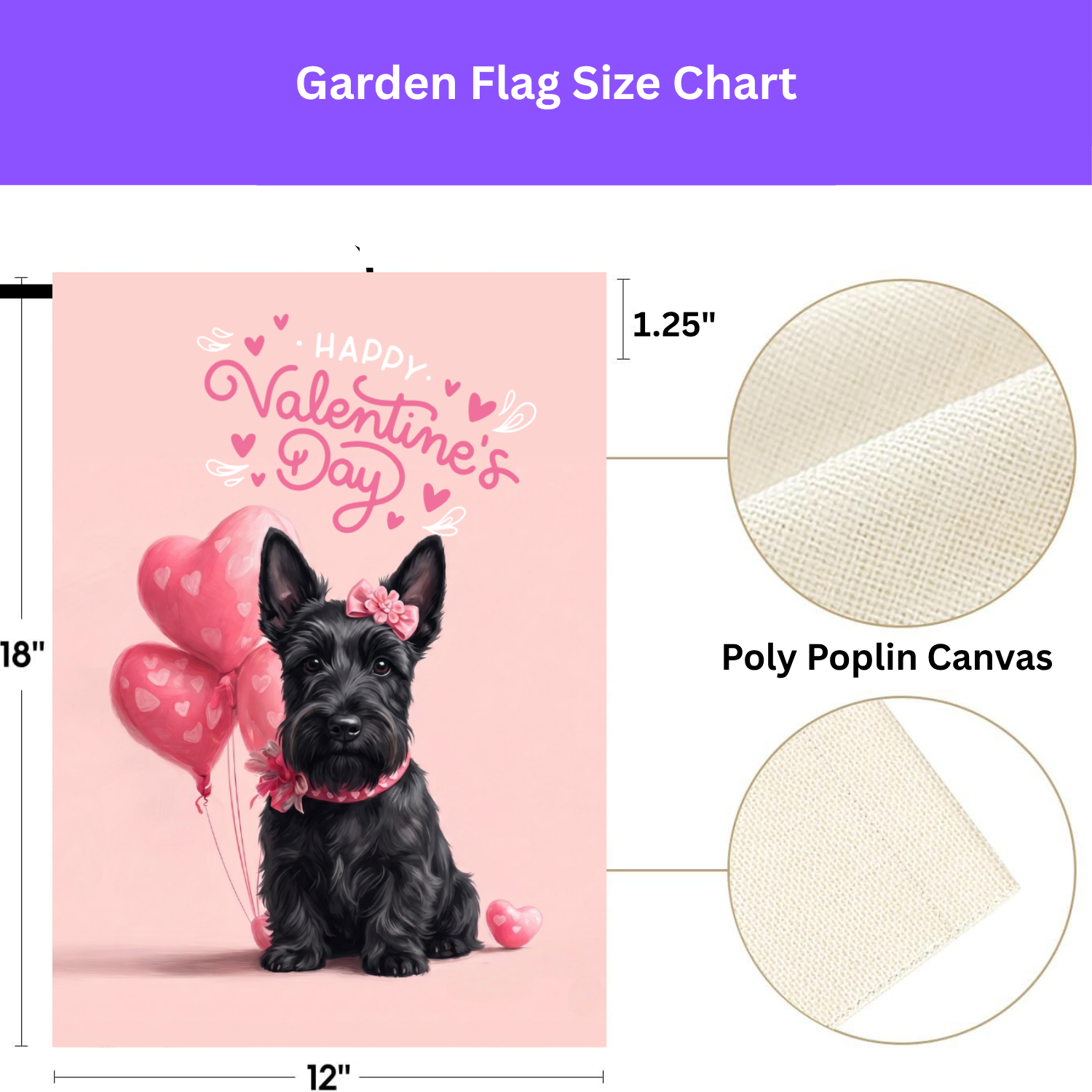 Scottish Terrier Happy Valentine's Day Garden Flag