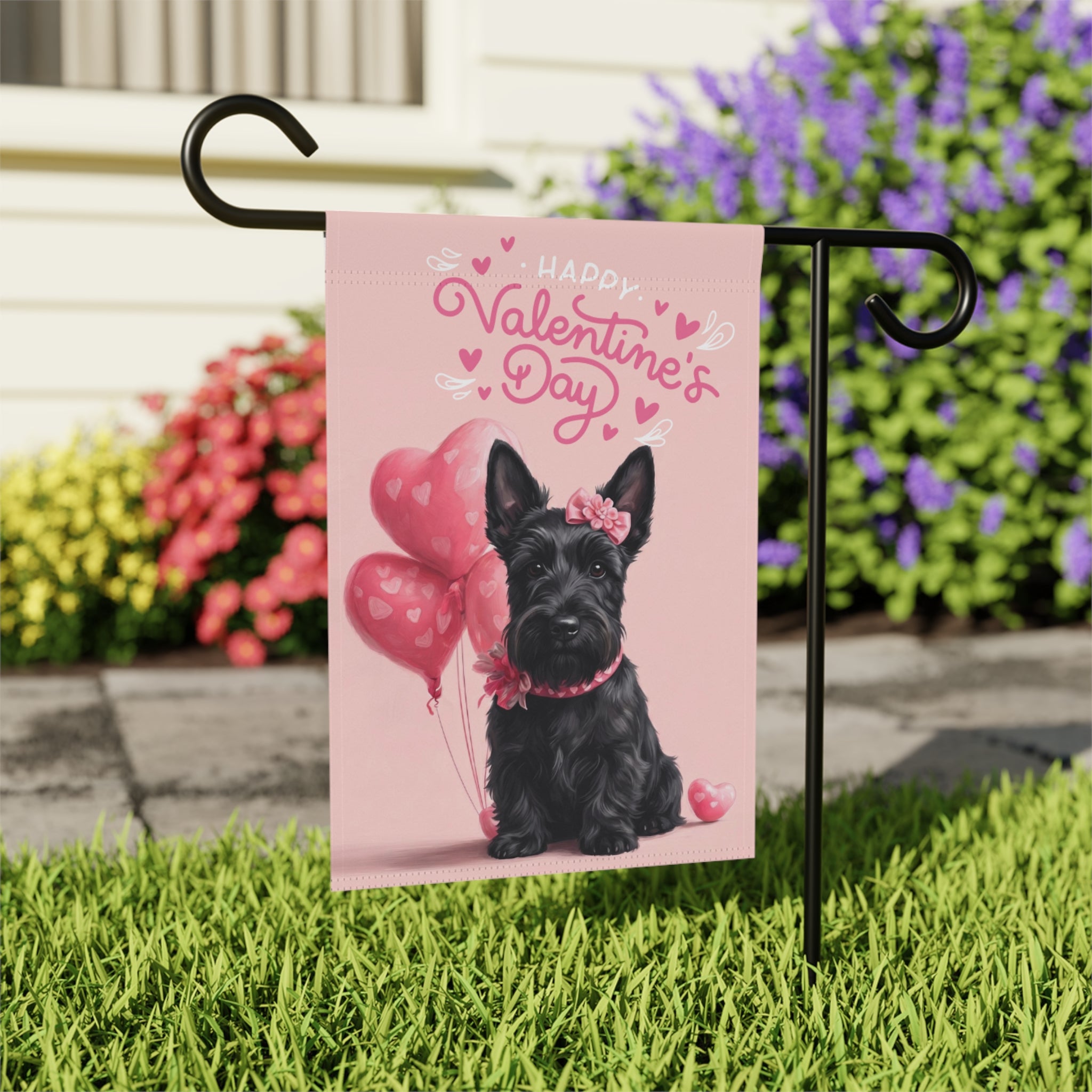 Scottish Terrier Happy Valentine's Day Garden Flag