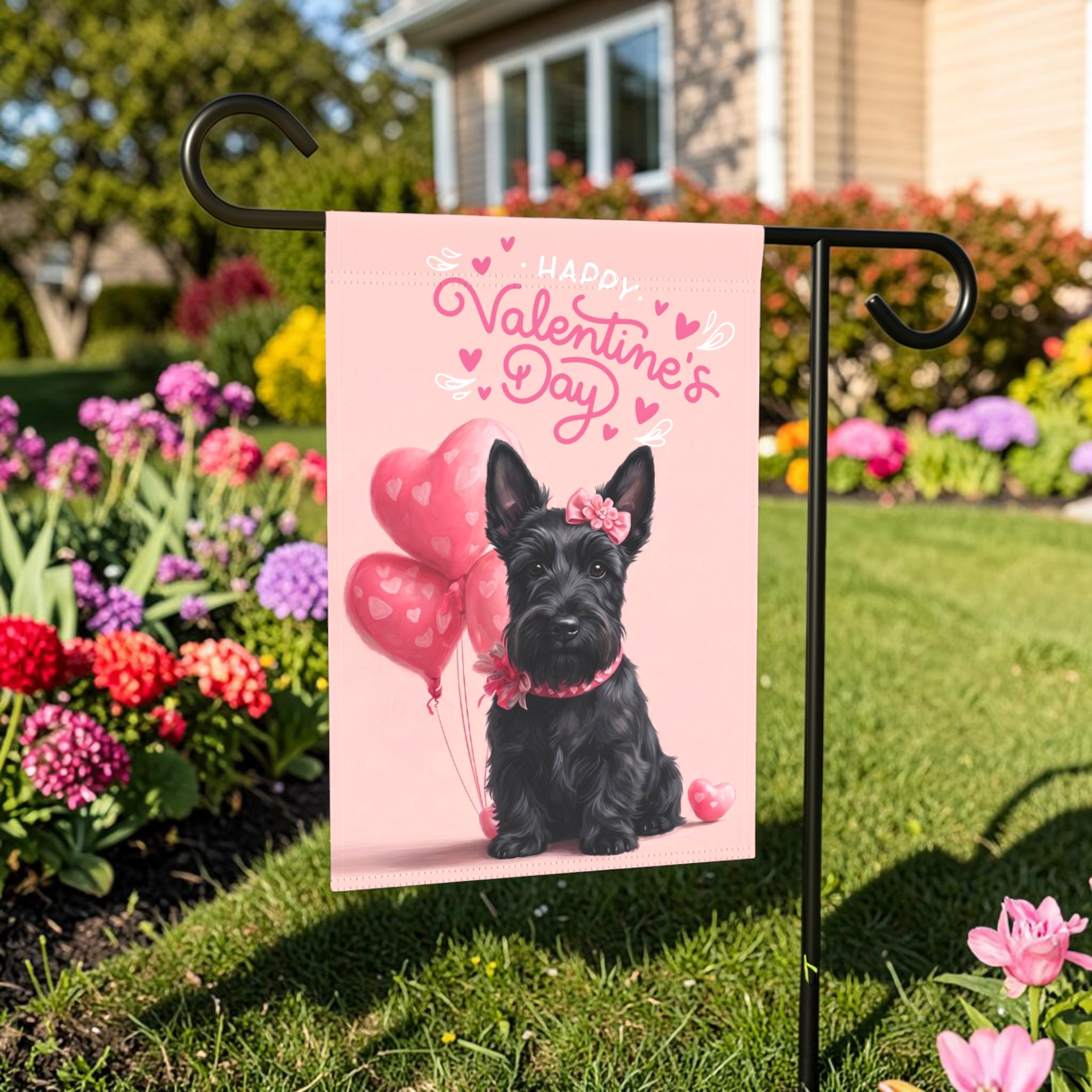 Scottish Terrier Happy Valentine's Day Garden Flag