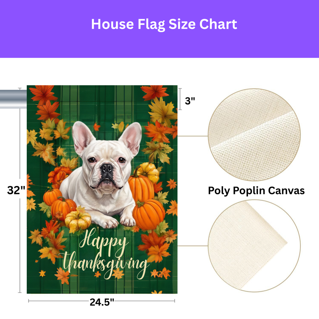 Happy Thanksgiving White French Bulldog Garden Flag