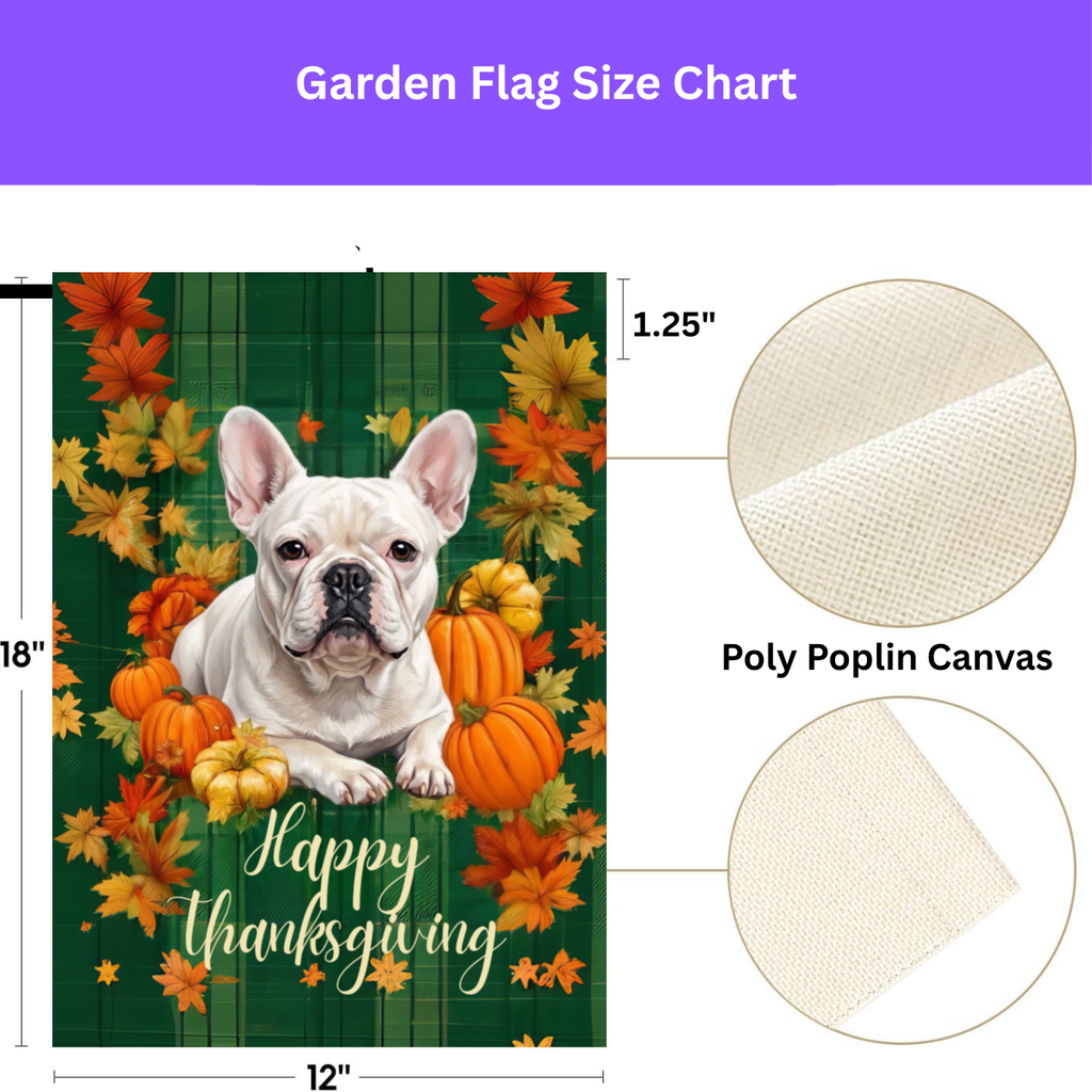 Happy Thanksgiving White French Bulldog Garden Flag