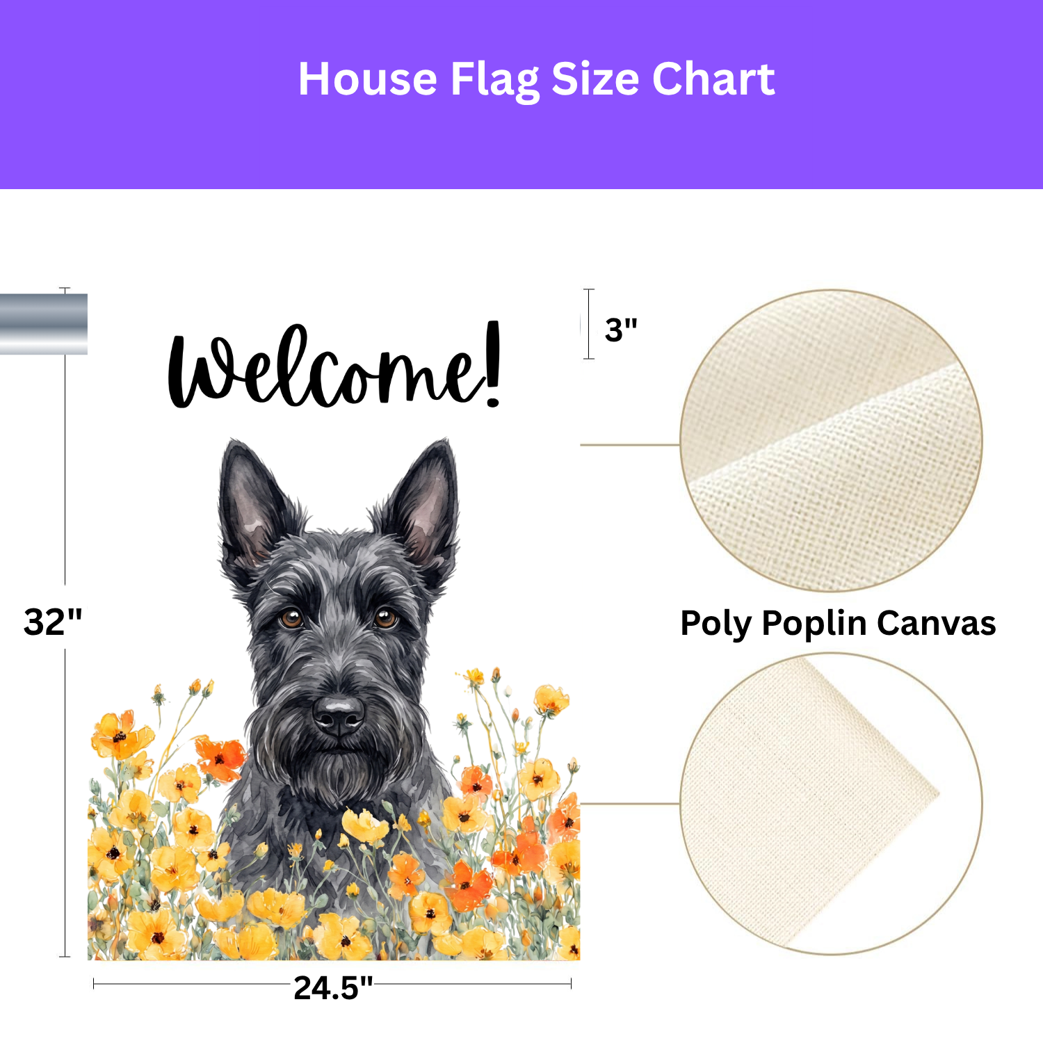 Yellow Poppies Scottish Terrier Welcome Garden Flag