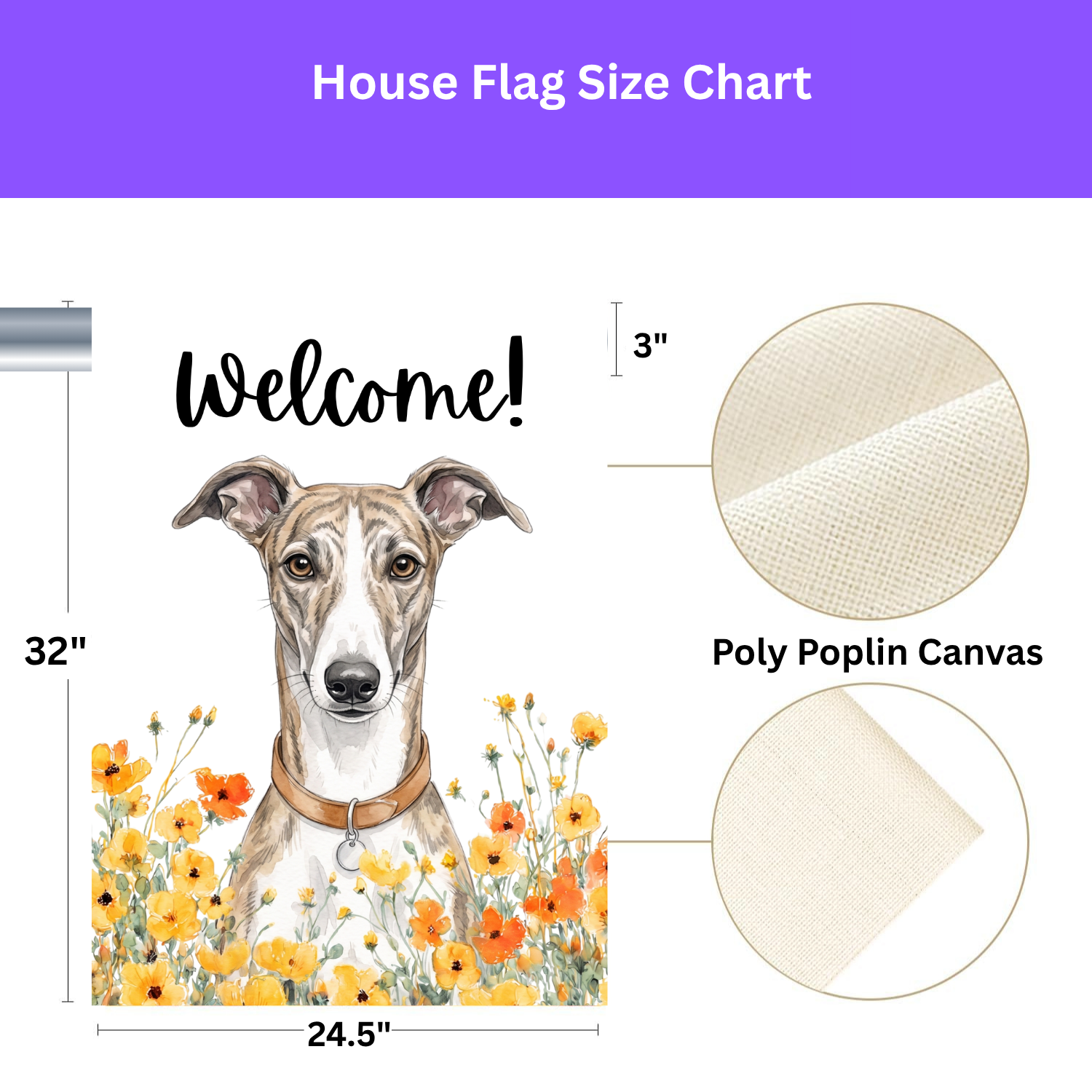 Yellow Poppies Greyhound Welcome Garden Flag