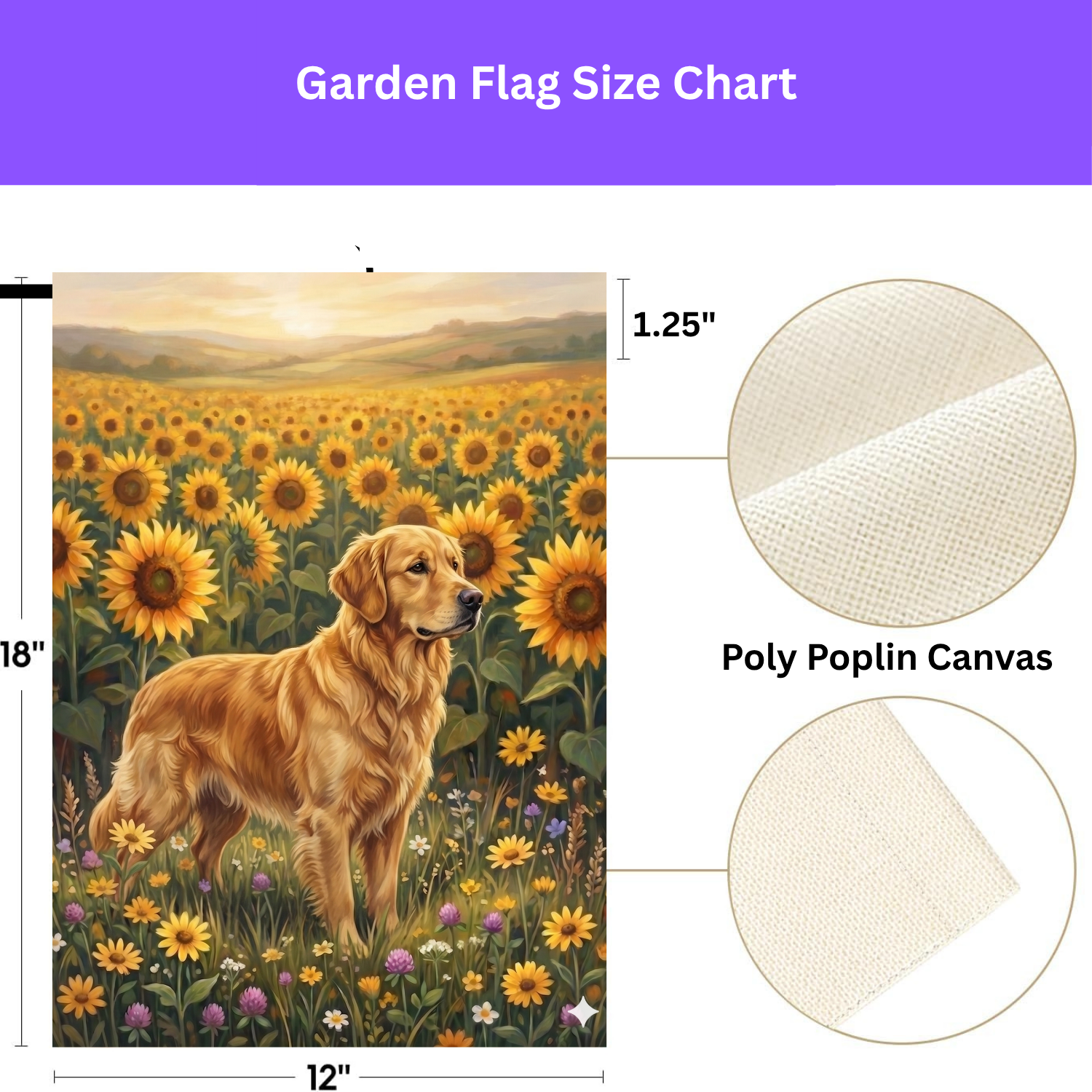 Sunflower Field Golden Retriever Garden Flag