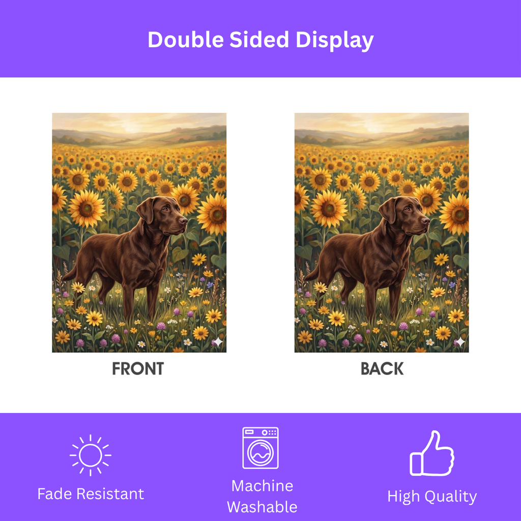 Sunflower Field Chocolate Labrador Garden Flag - yard display - Dragonfire Gardens