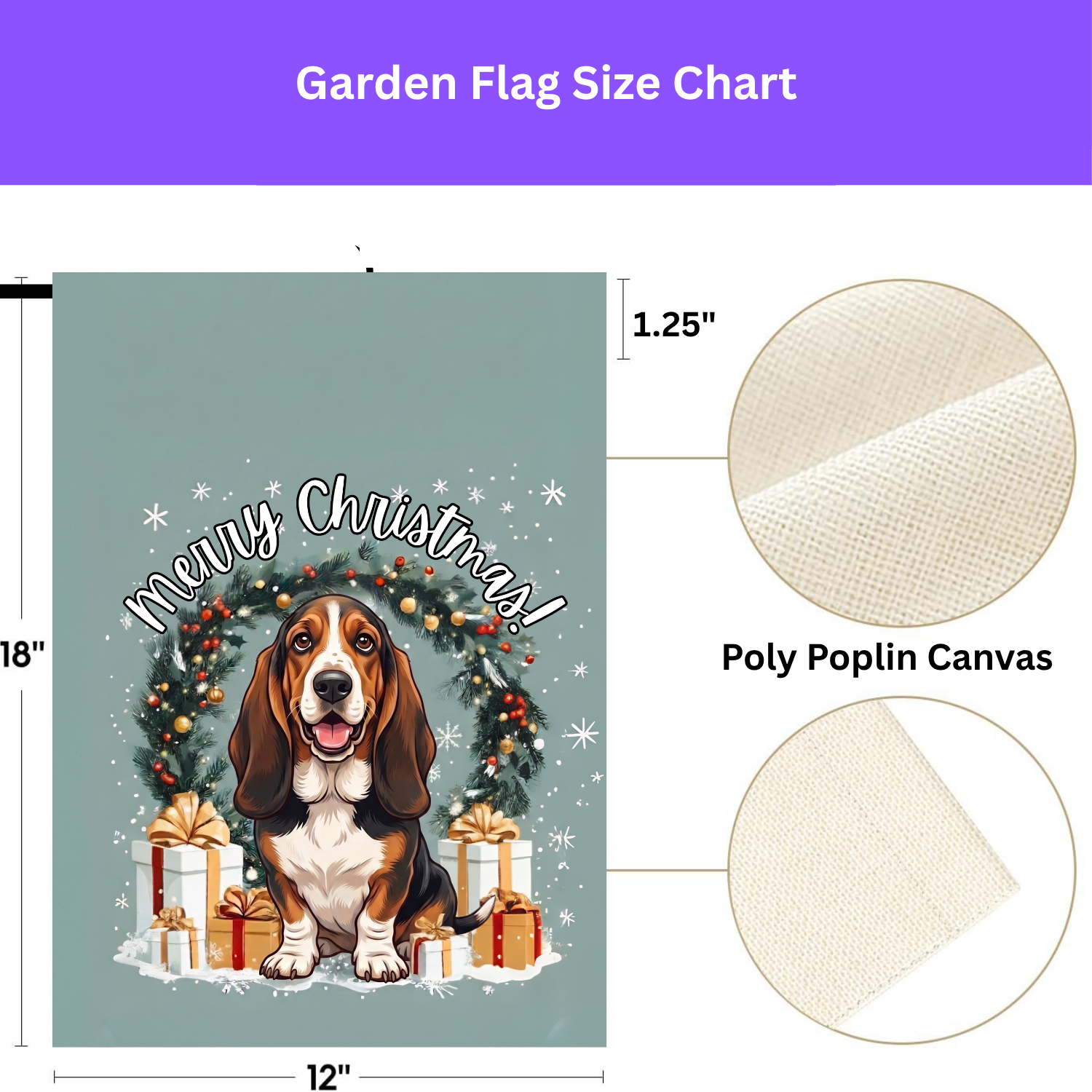Merry Christmas Basset Hound Garden Flag
