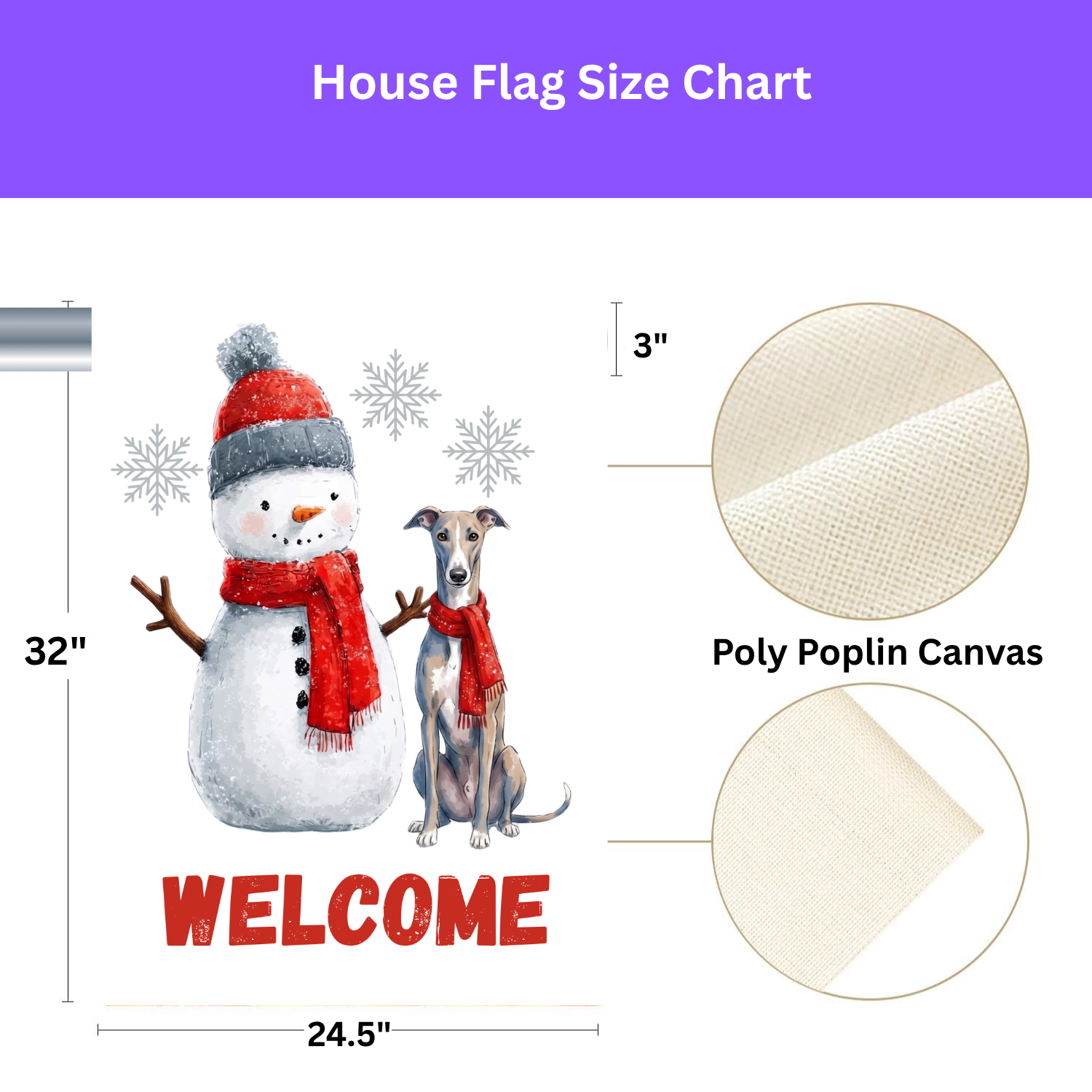 Greyhound and Snowman Welcome Garden Flag