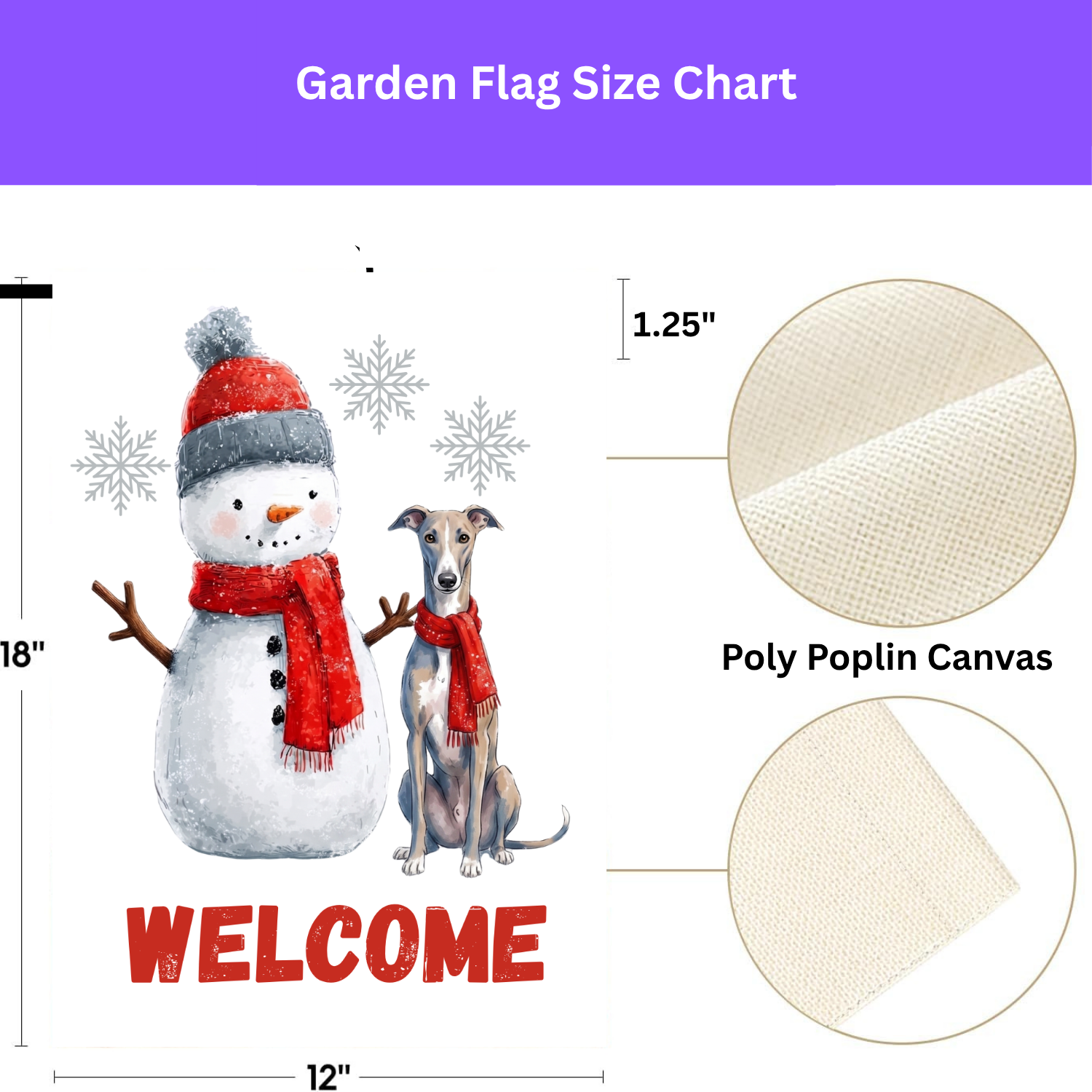 Greyhound and Snowman Welcome Garden Flag