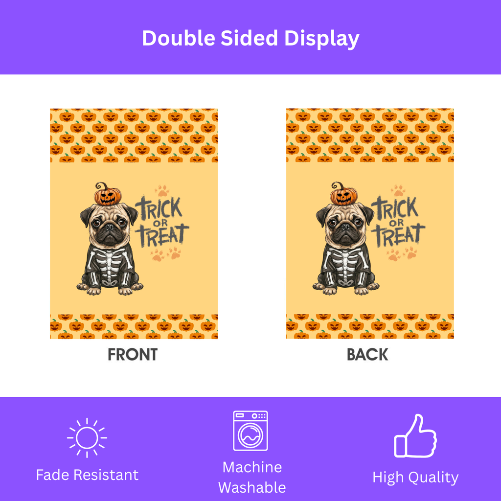 Trick or Treat Pug Halloween Garden Flag
