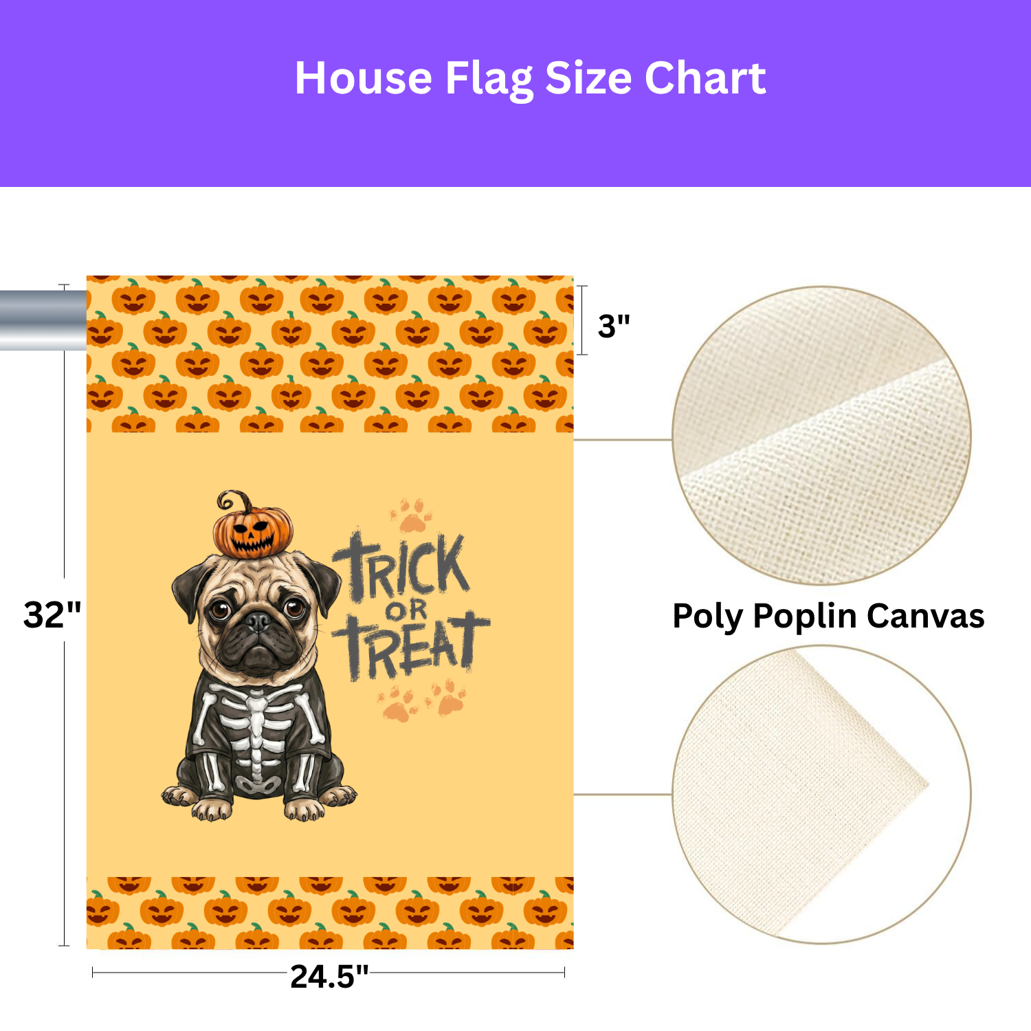 Trick or Treat Pug Halloween Garden Flag