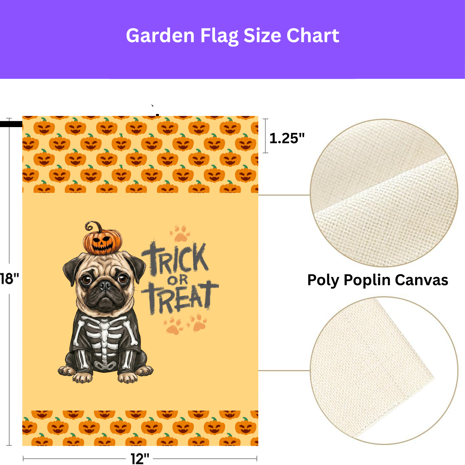 Trick or Treat Pug Halloween Garden Flag