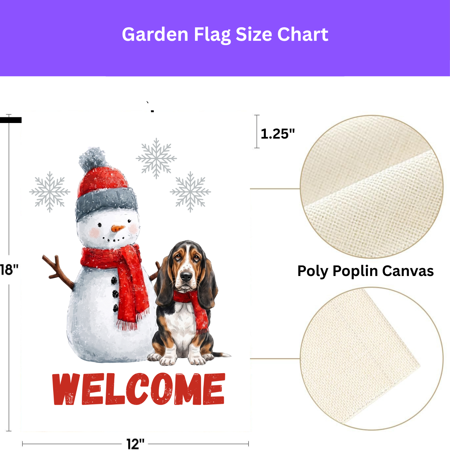 Basset Hound and Snowman Welcome Garden Flag