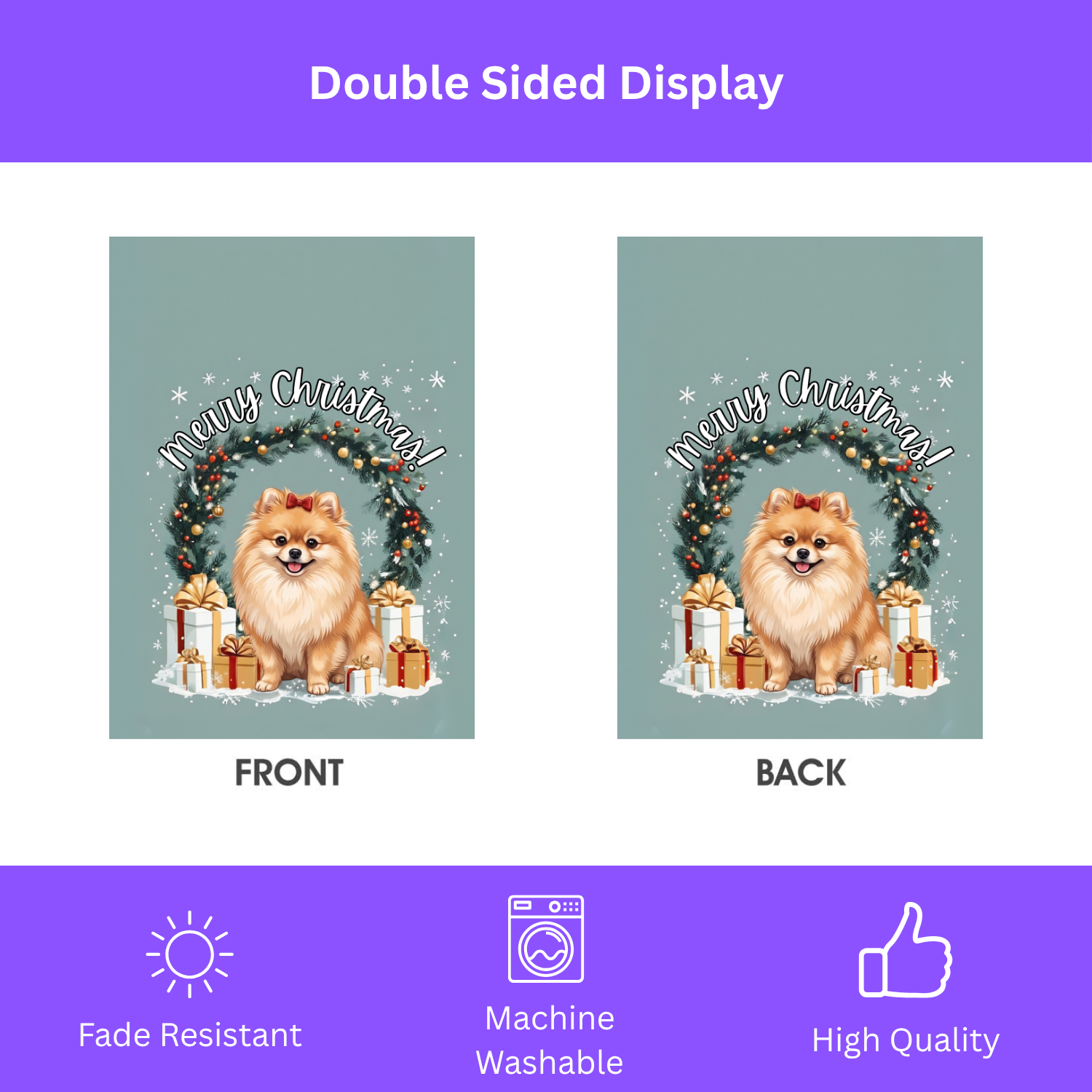 Merry Christmas Pomeranian Garden Flag
