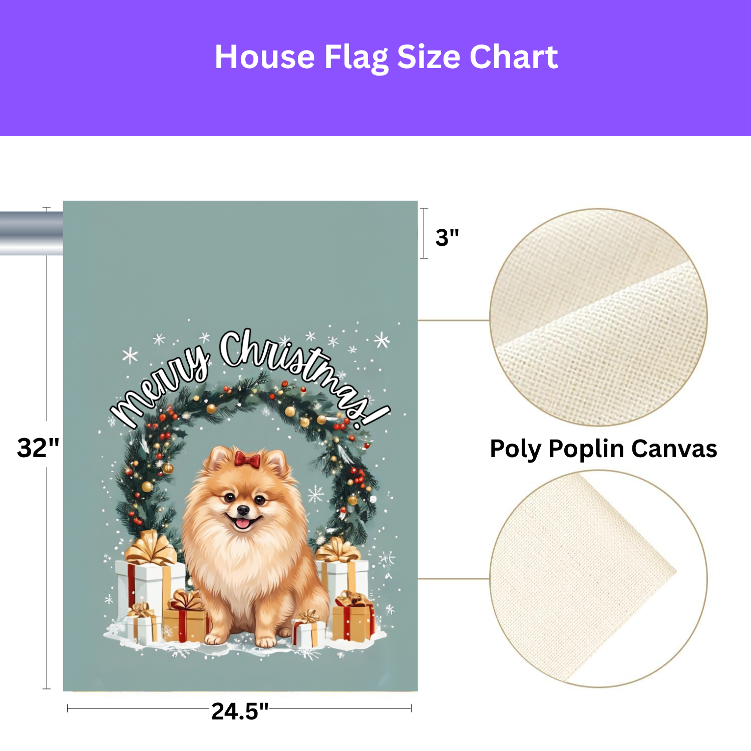 Merry Christmas Pomeranian Garden Flag