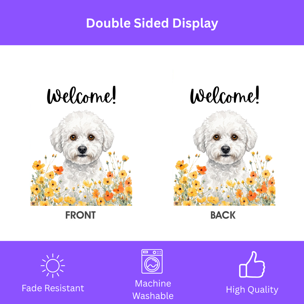 Yellow Poppies Bichon Frise Welcome Garden Flag
