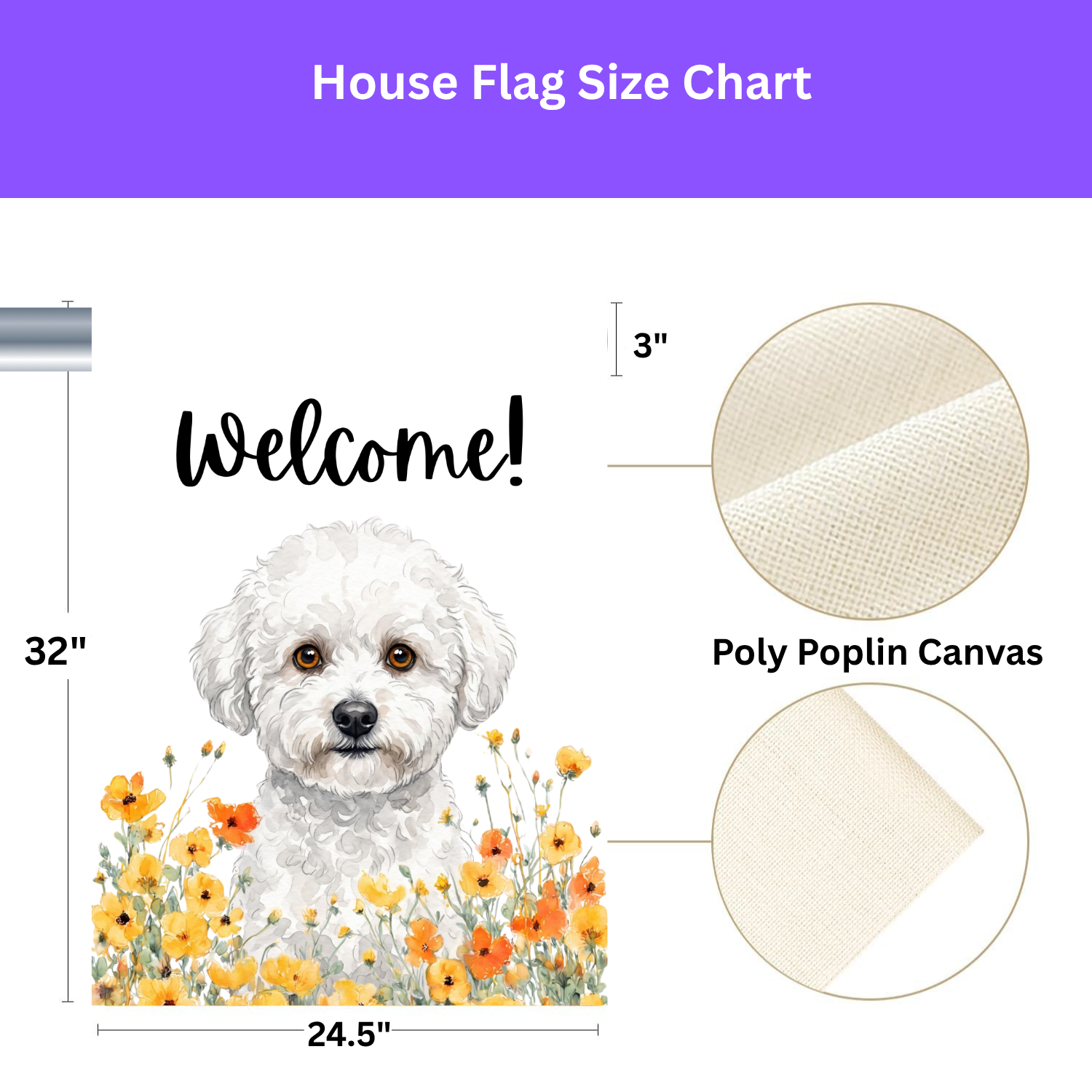 Yellow Poppies Bichon Frise Welcome Garden Flag