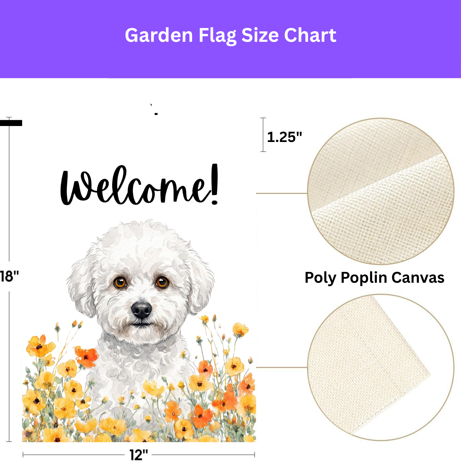 Yellow Poppies Bichon Frise Welcome Garden Flag