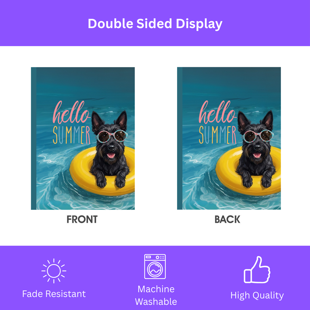 Hello Summer Scottish Terrier Garden Flag